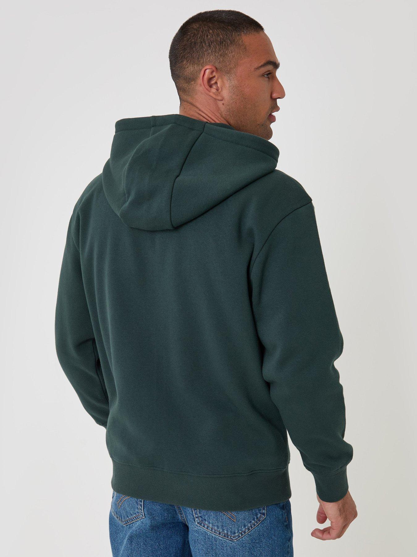 Image 2 of 4 of Threadbare Mens Fleece Zip Through Hoody Gwen - Evergreen (Relaxed Fit)