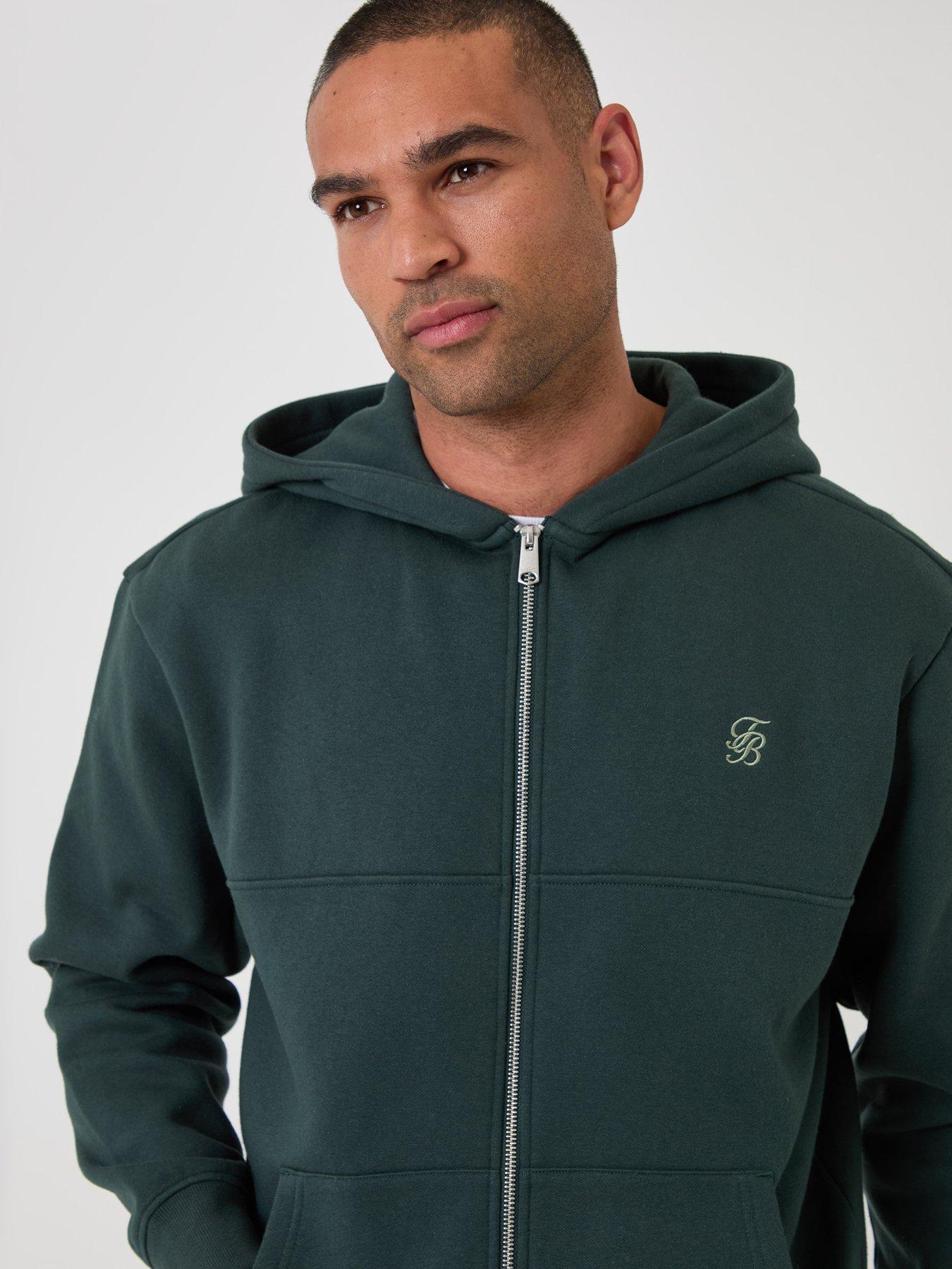 Image 4 of 4 of Threadbare Mens Fleece Zip Through Hoody Gwen - Evergreen (Relaxed Fit)