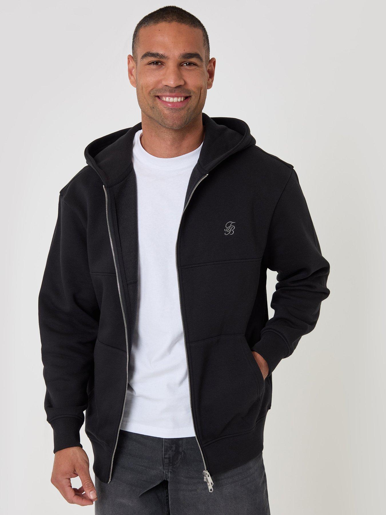 Image 1 of 4 of Threadbare Mens Fleece Zip Through Hoody Gwen - Black (Relaxed Fit)