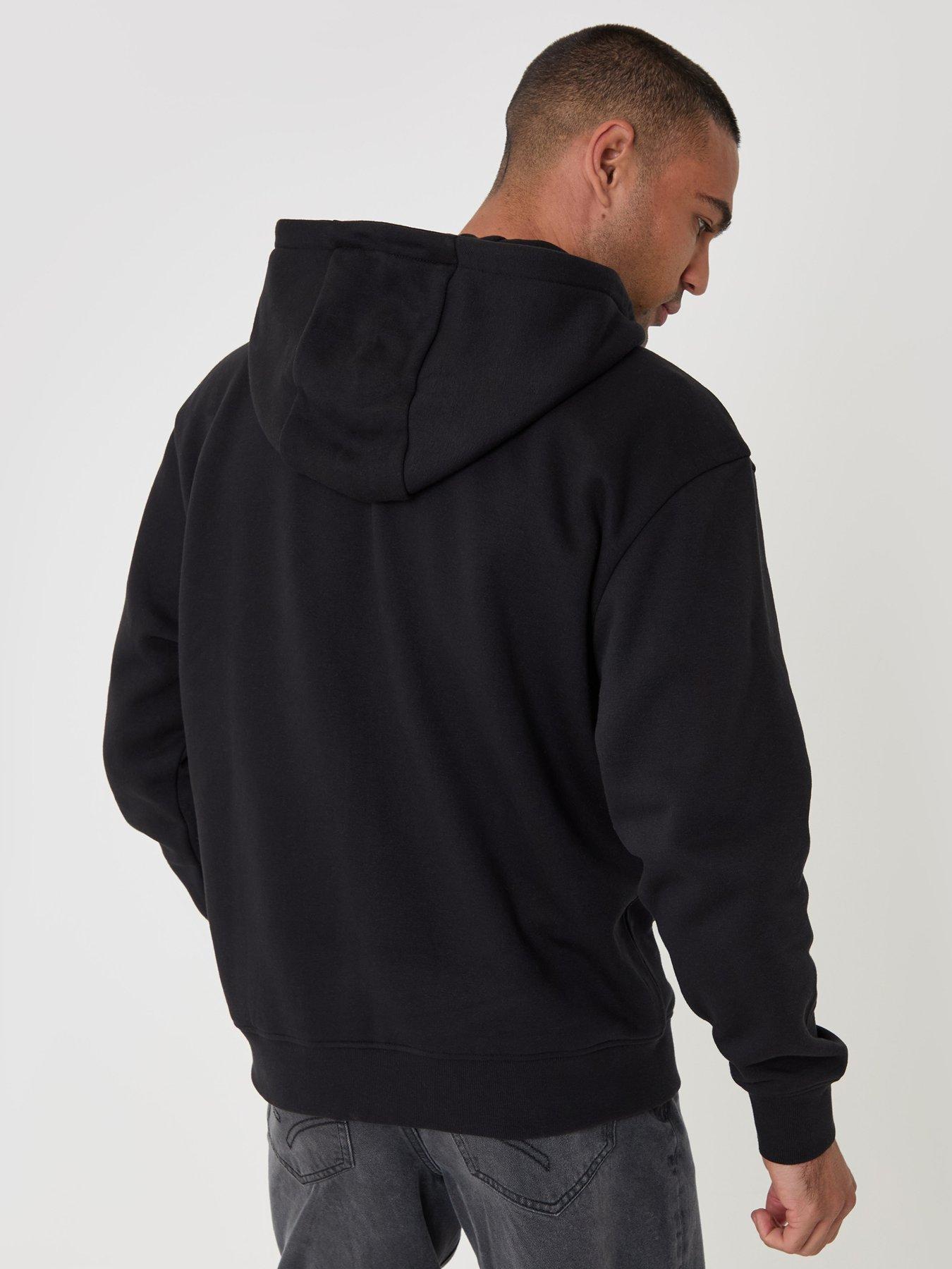 Image 2 of 4 of Threadbare Mens Fleece Zip Through Hoody Gwen - Black (Relaxed Fit)