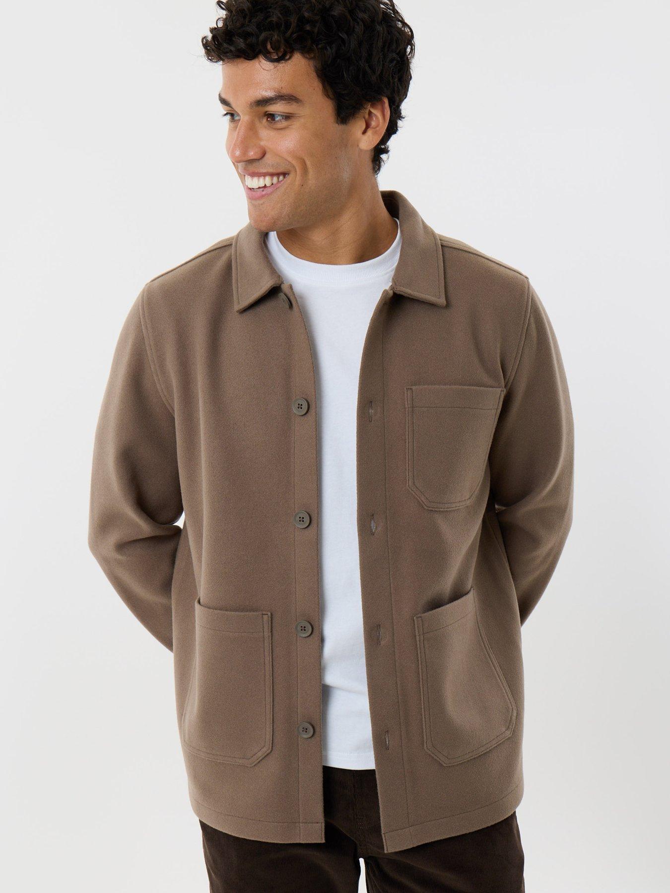 Image 1 of 5 of Threadbare Mens Button-Through Patch Pocket Shacket - Mushroom Brown