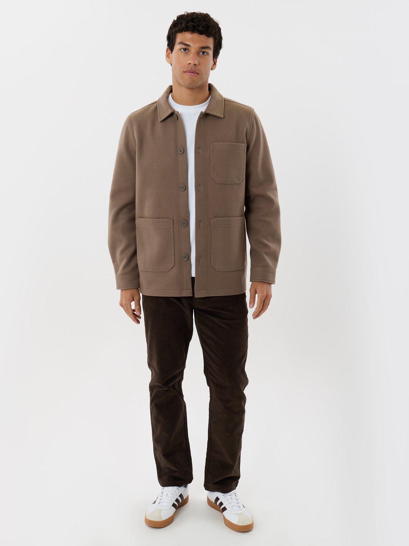 Image 3 of 5 of Threadbare Mens Button-Through Patch Pocket Shacket - Mushroom Brown