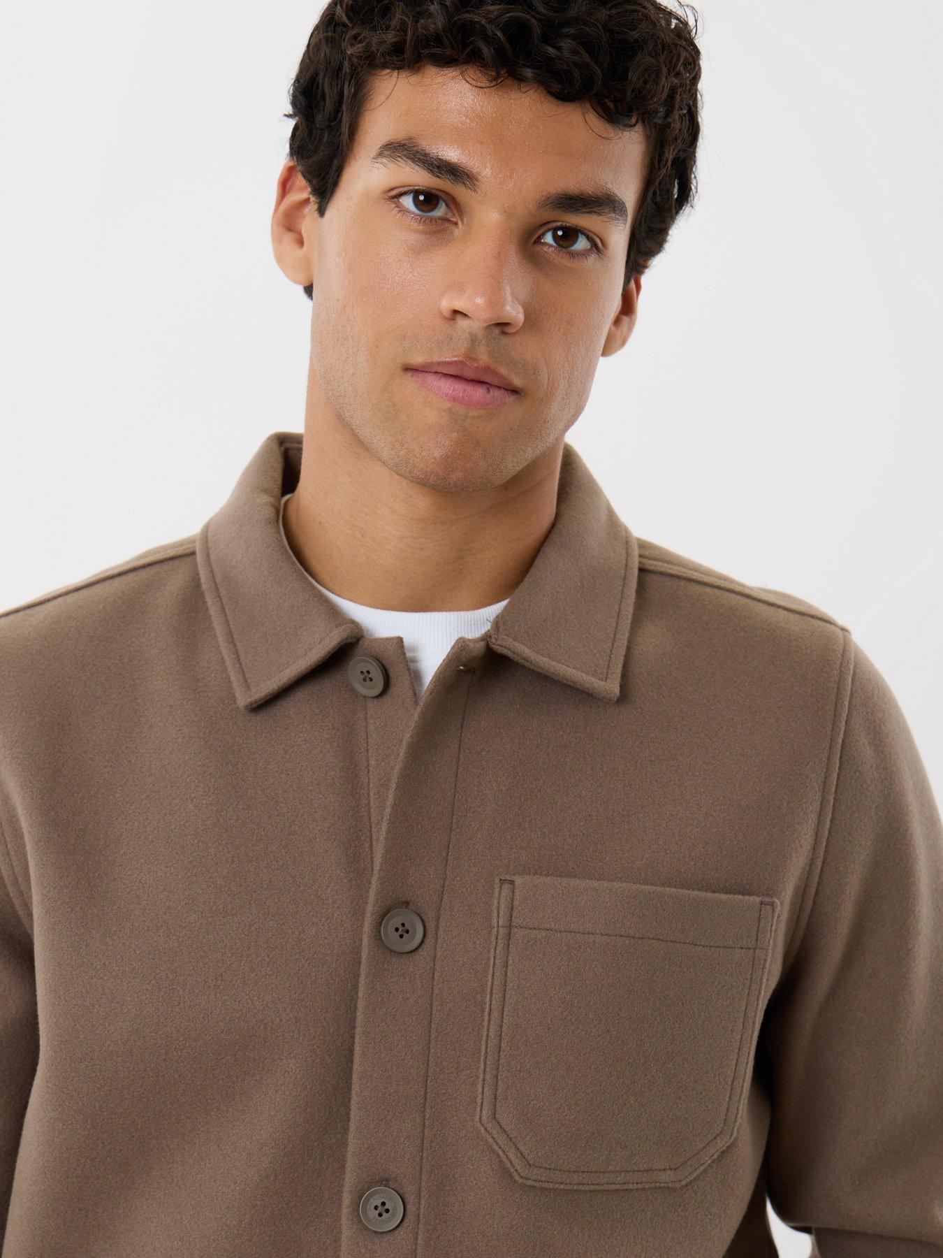 Image 4 of 5 of Threadbare Mens Button-Through Patch Pocket Shacket - Mushroom Brown