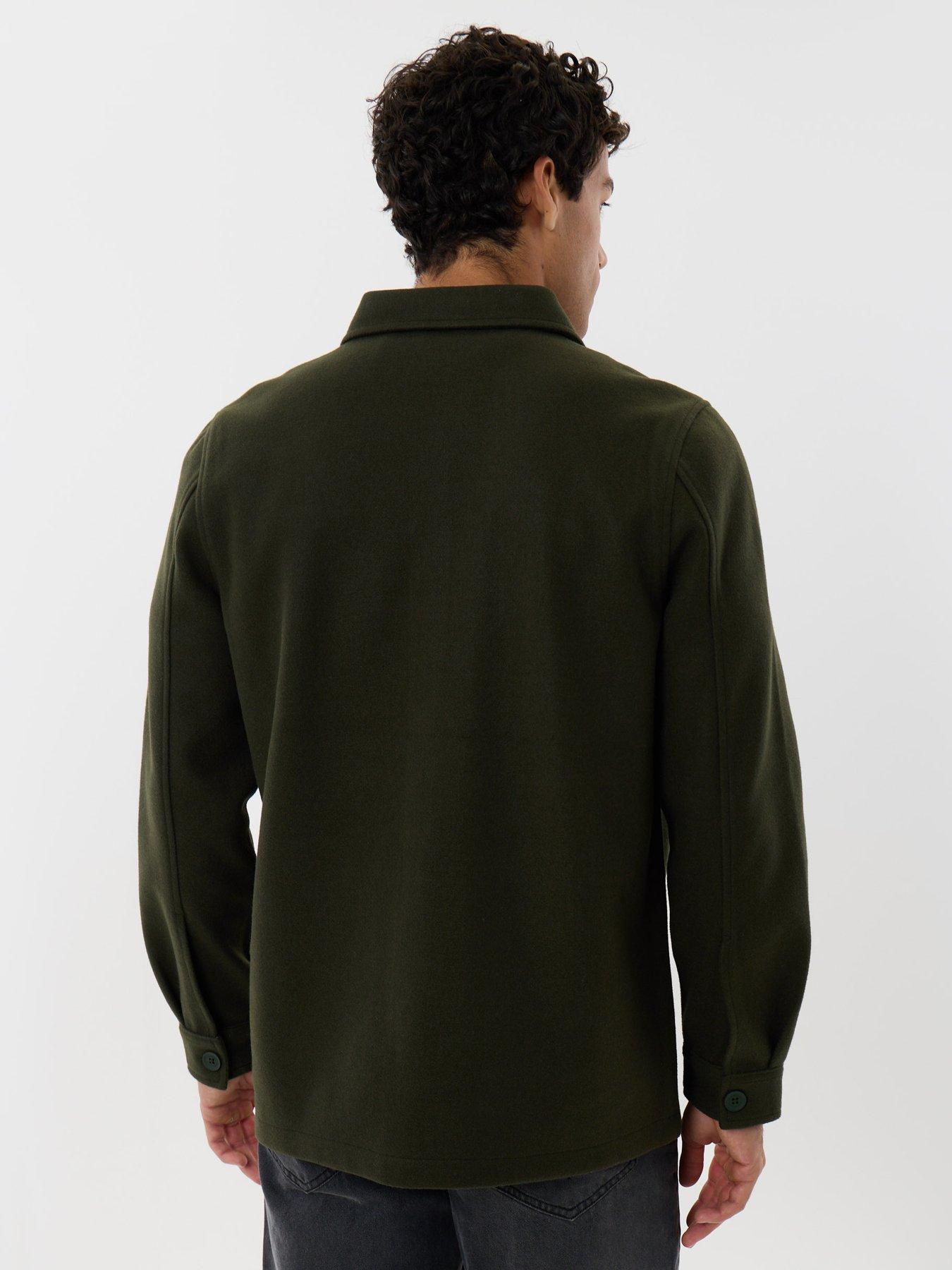 Image 2 of 5 of Threadbare Mens Albania Button-Through Brushed Shacket - Green