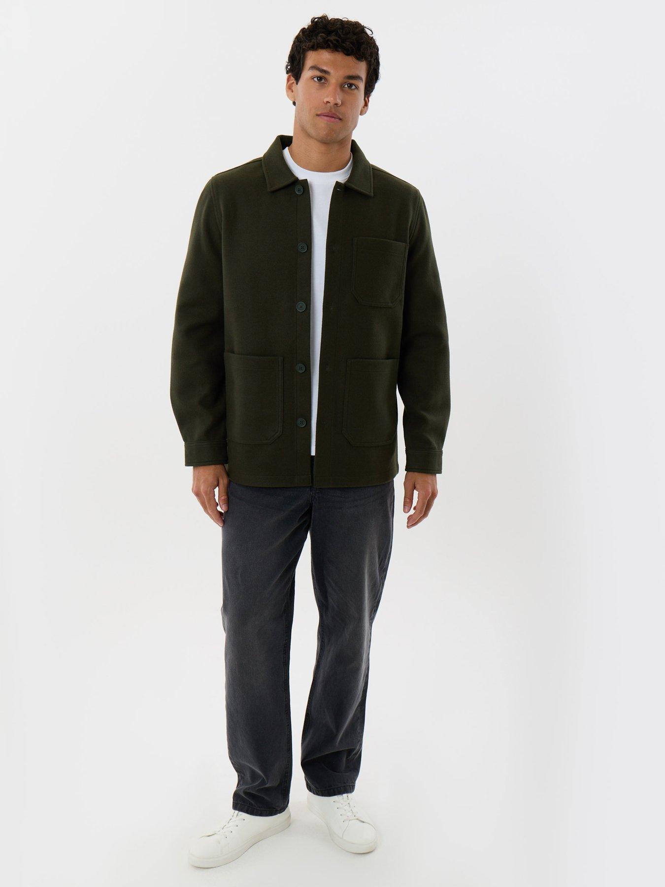Image 3 of 5 of Threadbare Mens Albania Button-Through Brushed Shacket - Green