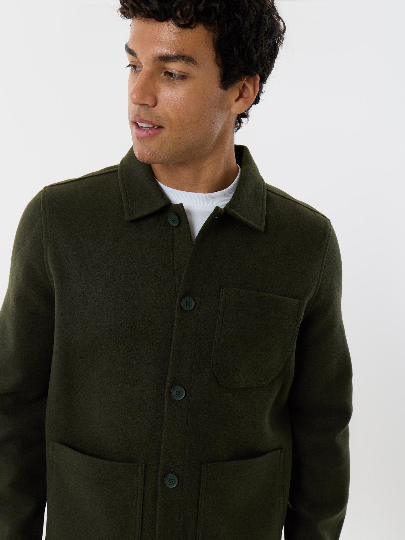 Image 4 of 5 of Threadbare Mens Albania Button-Through Brushed Shacket - Green