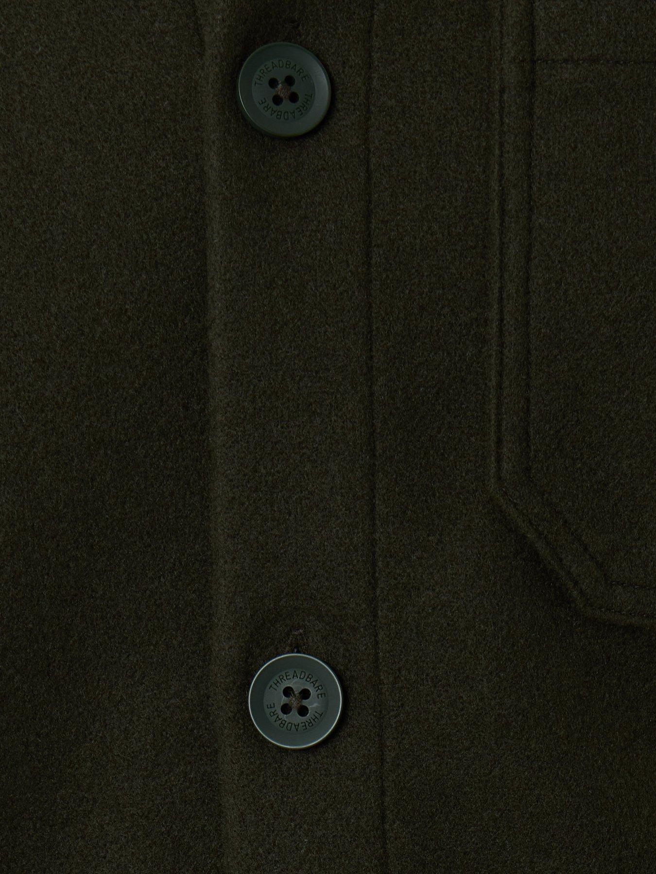 Image 5 of 5 of Threadbare Mens Albania Button-Through Brushed Shacket - Green