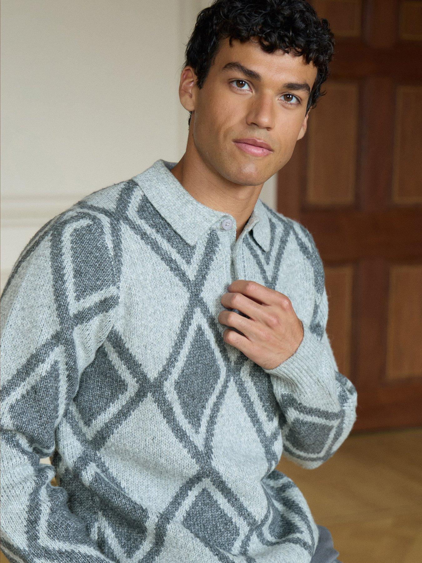 Image 1 of 5 of Threadbare Mens Morin Knitted Polo Shirt - Grey
