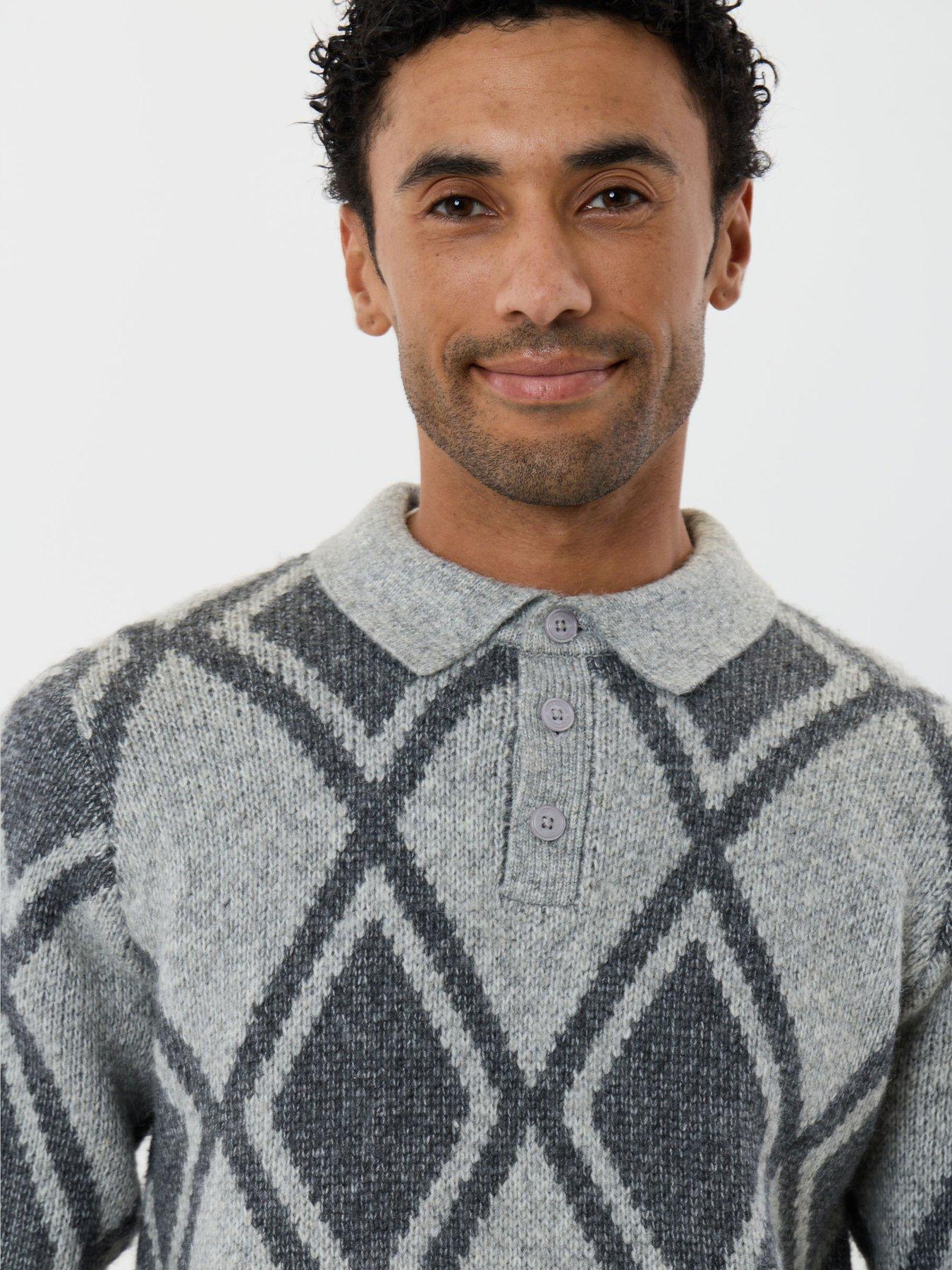 Image 4 of 5 of Threadbare Mens Morin Knitted Polo Shirt - Grey