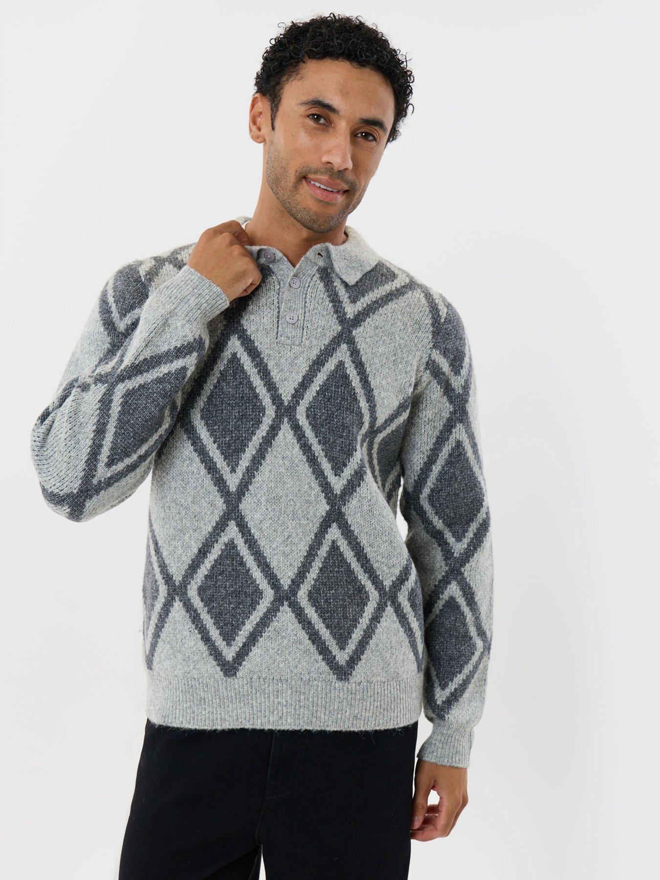 Image 5 of 5 of Threadbare Mens Morin Knitted Polo Shirt - Grey