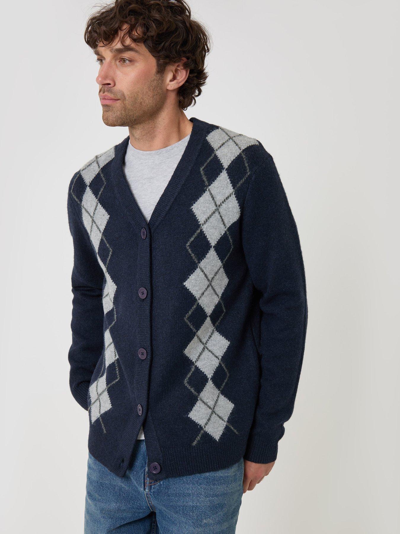 Image 1 of 4 of Threadbare Mens Cardigan Marbling - Navy 5gg (was Marble)