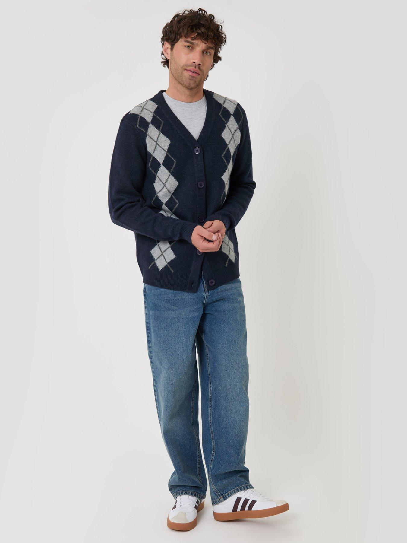 Image 3 of 4 of Threadbare Mens Cardigan Marbling - Navy 5gg (was Marble)