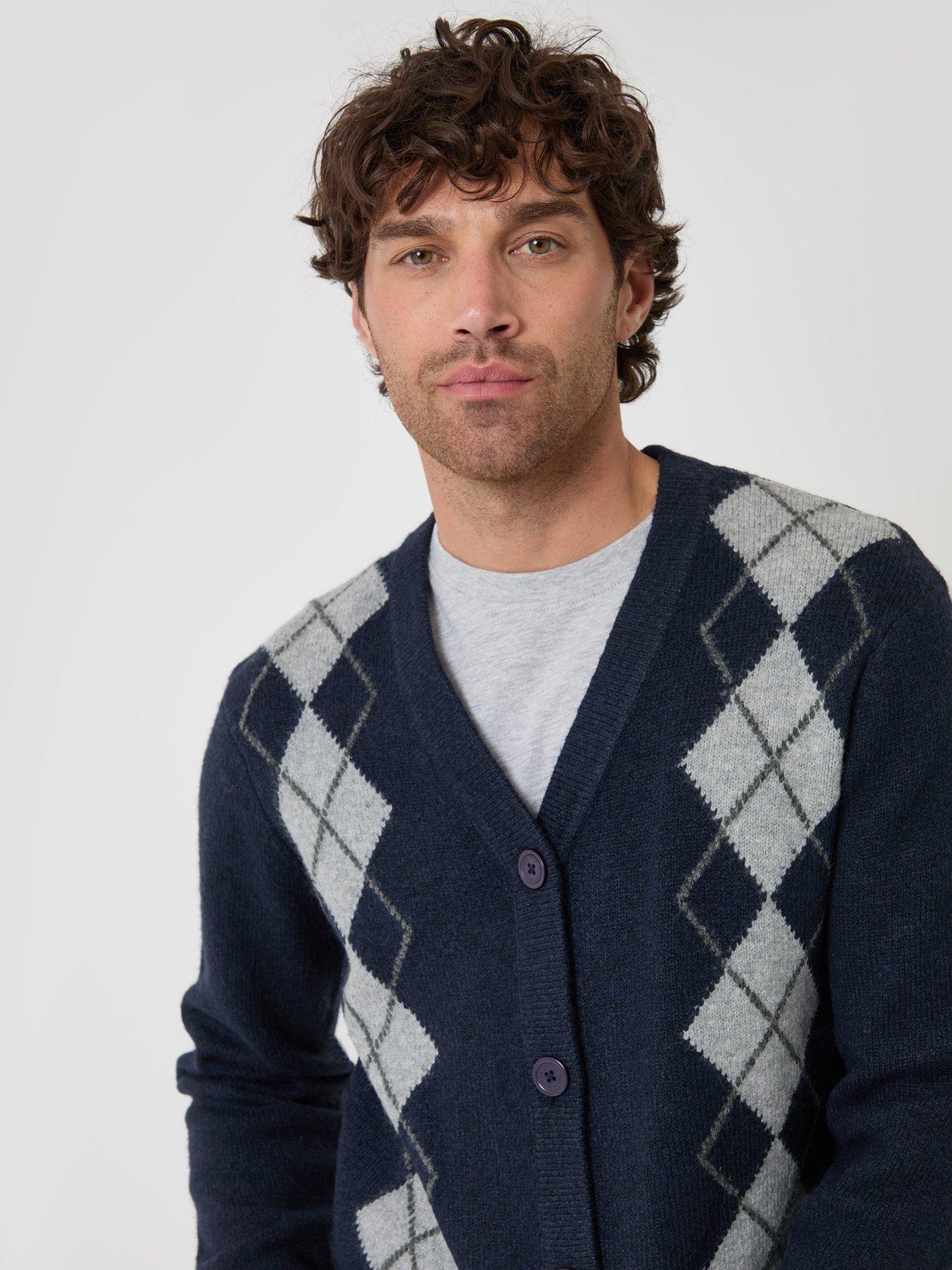 Image 4 of 4 of Threadbare Mens Cardigan Marbling - Navy 5gg (was Marble)