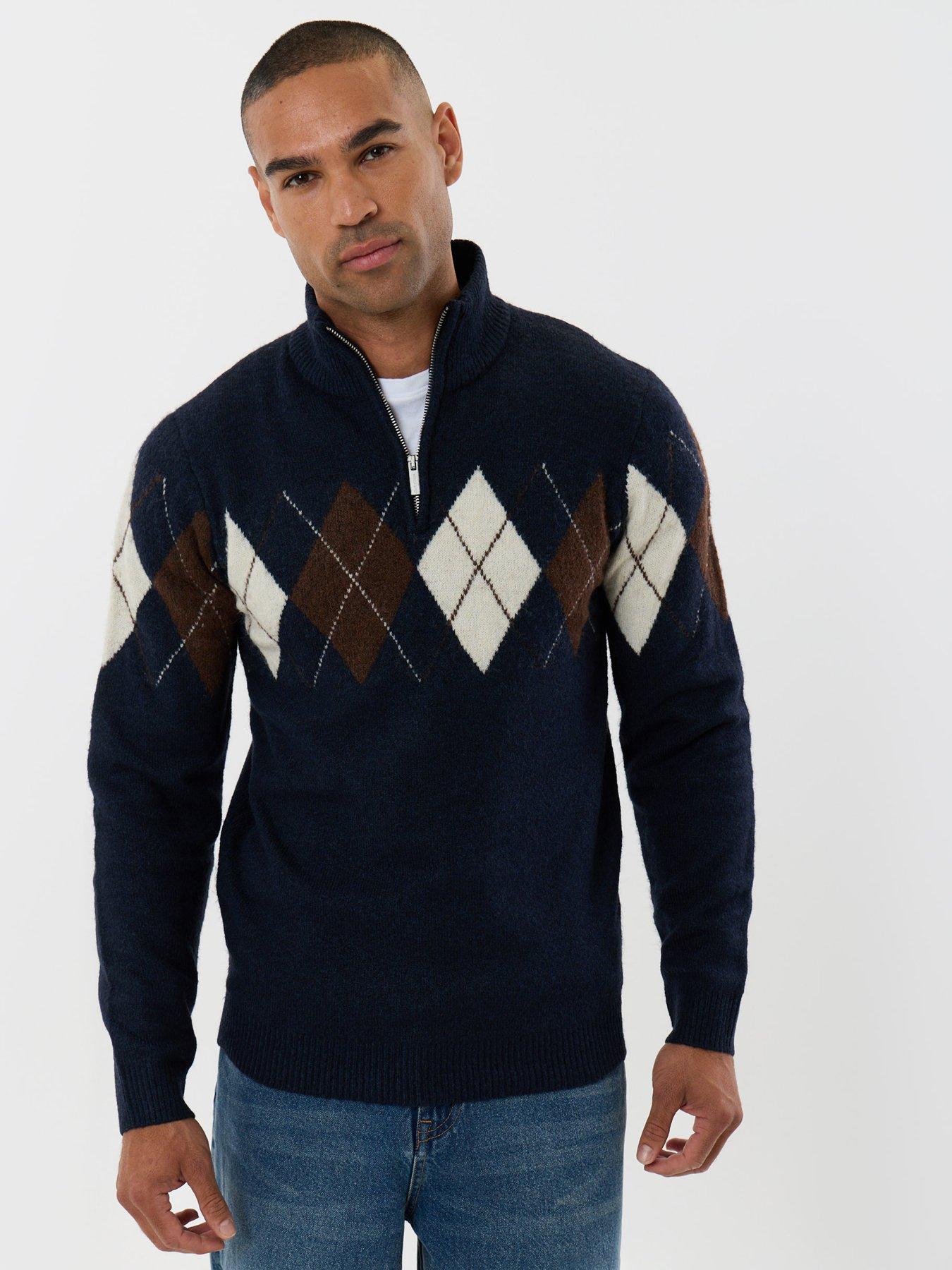 Image 1 of 4 of Threadbare Mens Jumper 1/4 Zip Hampton - Navy 7gg (was Haddington)