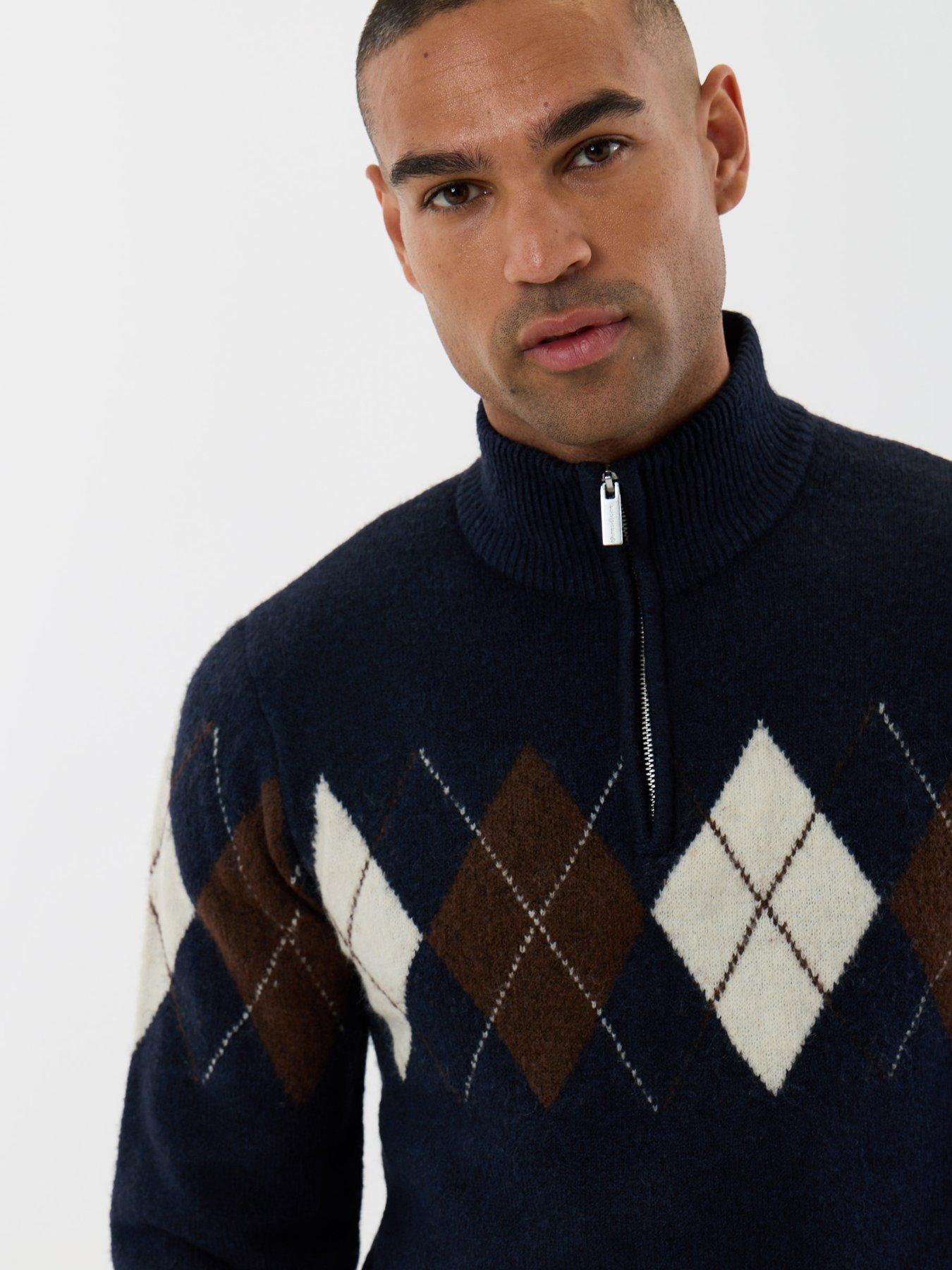 Image 3 of 4 of Threadbare Mens Jumper 1/4 Zip Hampton - Navy 7gg (was Haddington)