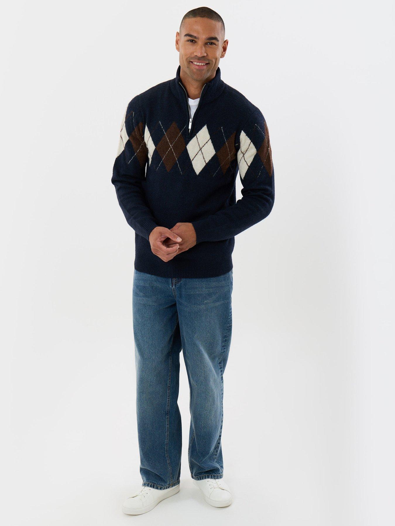 Image 4 of 4 of Threadbare Mens Jumper 1/4 Zip Hampton - Navy 7gg (was Haddington)