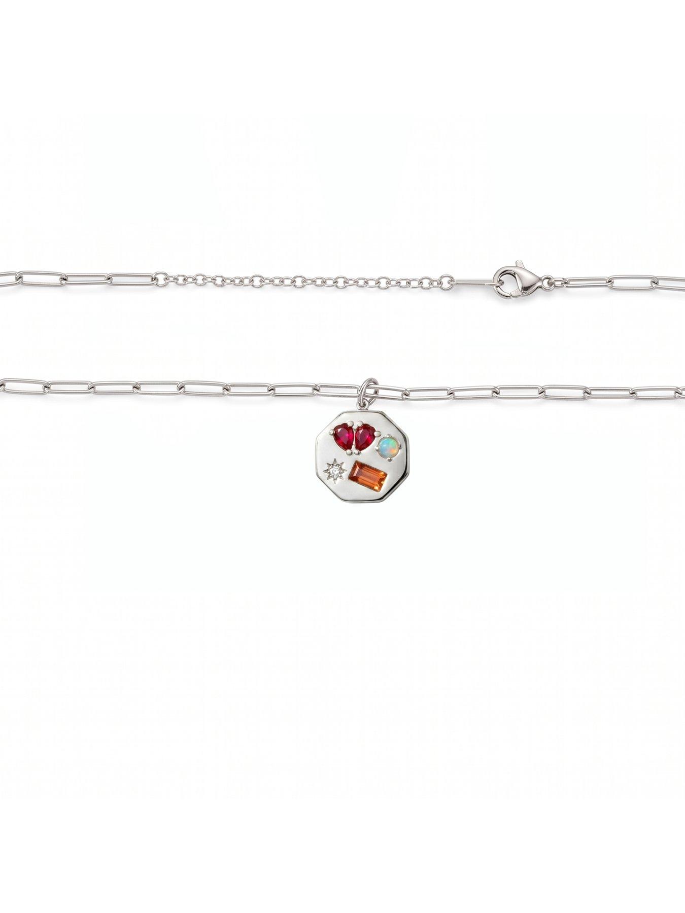 Image 2 of 4 of Seol + Gold Silver Stainless Steel Hexagon Gemstone Necklace