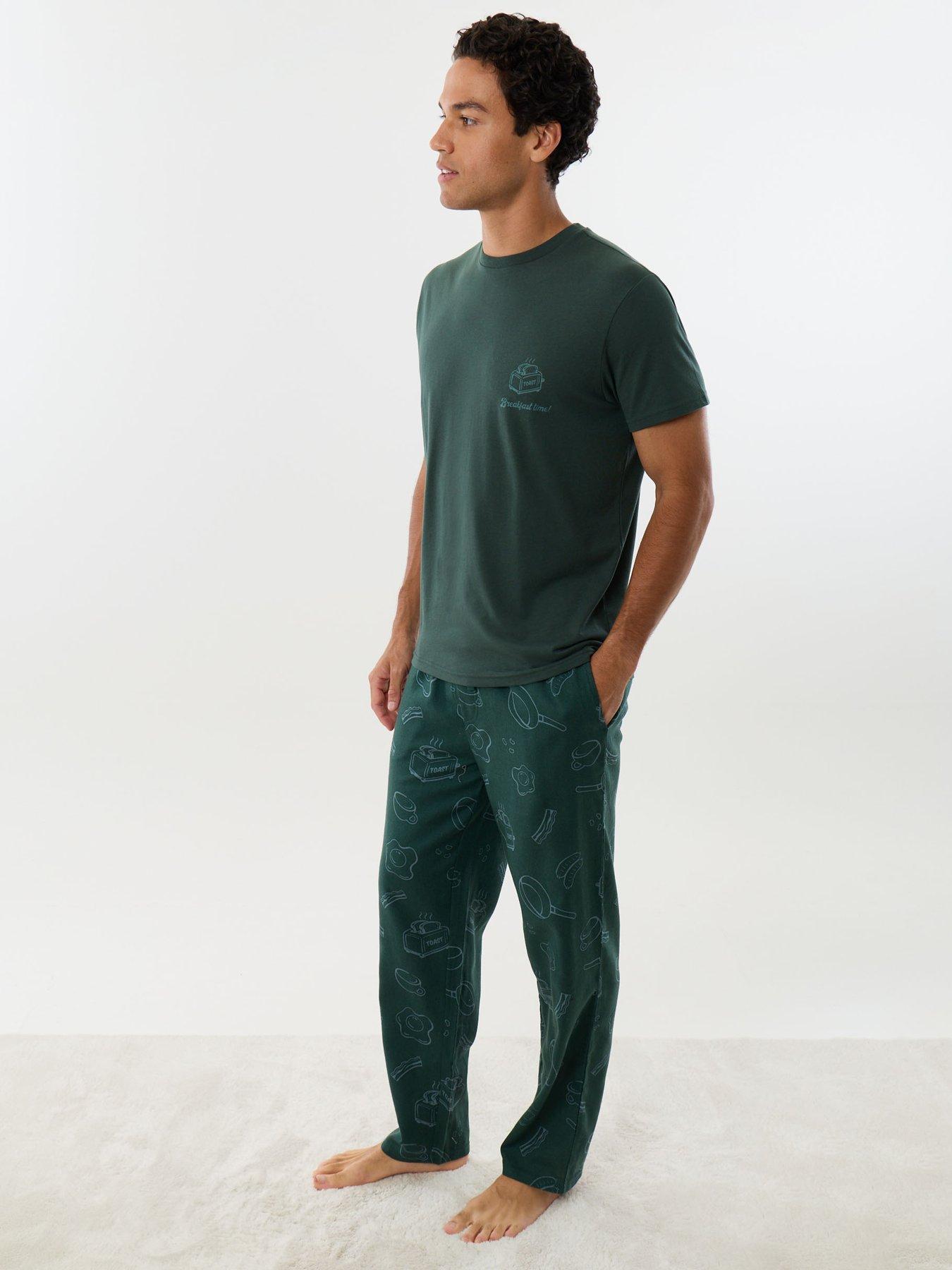 Image 4 of 6 of Threadbare Mens Xmas Soft Handle Breakfast Print Pyjamas - Evergreen