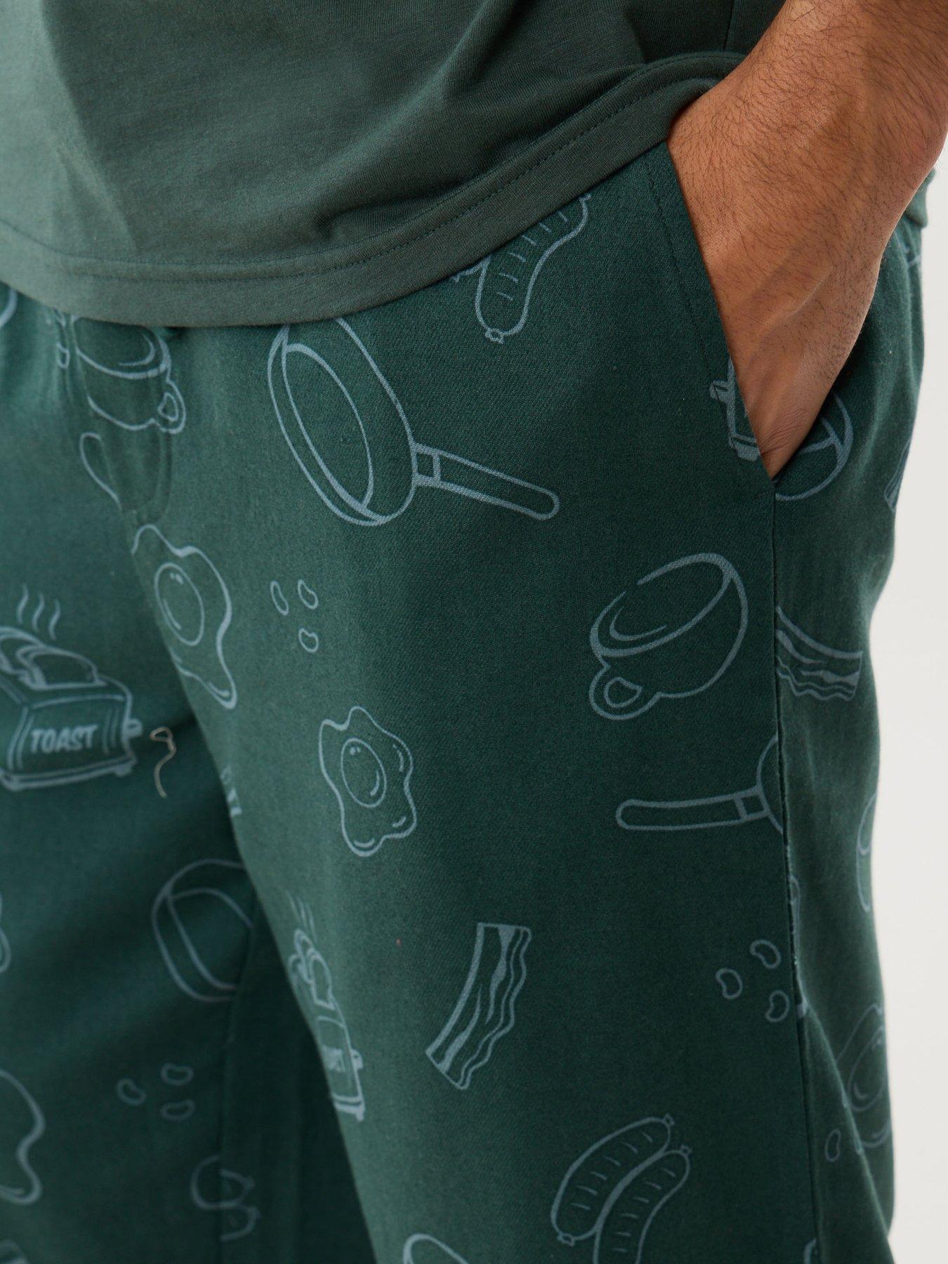Image 5 of 6 of Threadbare Mens Xmas Soft Handle Breakfast Print Pyjamas - Evergreen