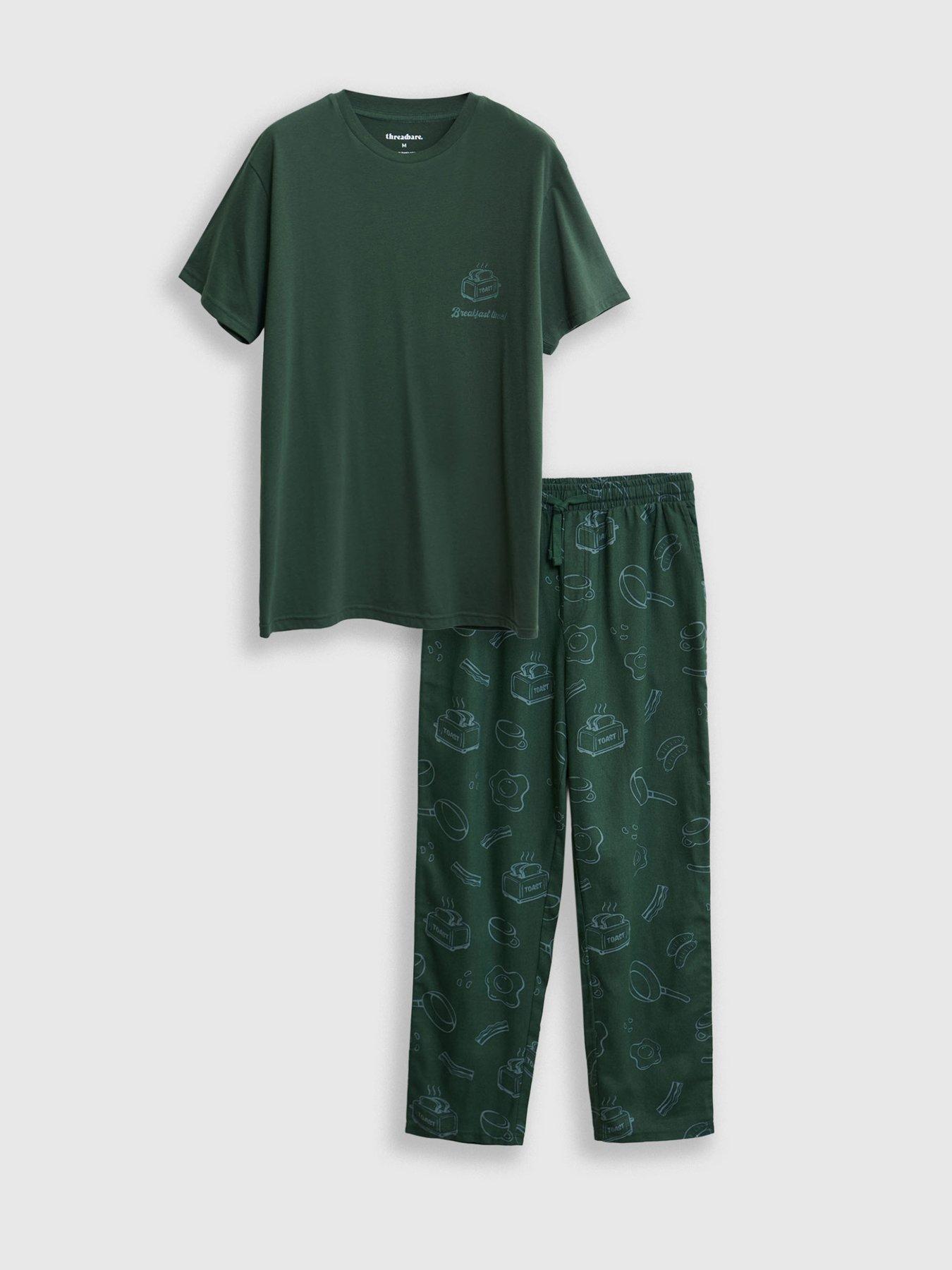 Image 6 of 6 of Threadbare Mens Xmas Soft Handle Breakfast Print Pyjamas - Evergreen