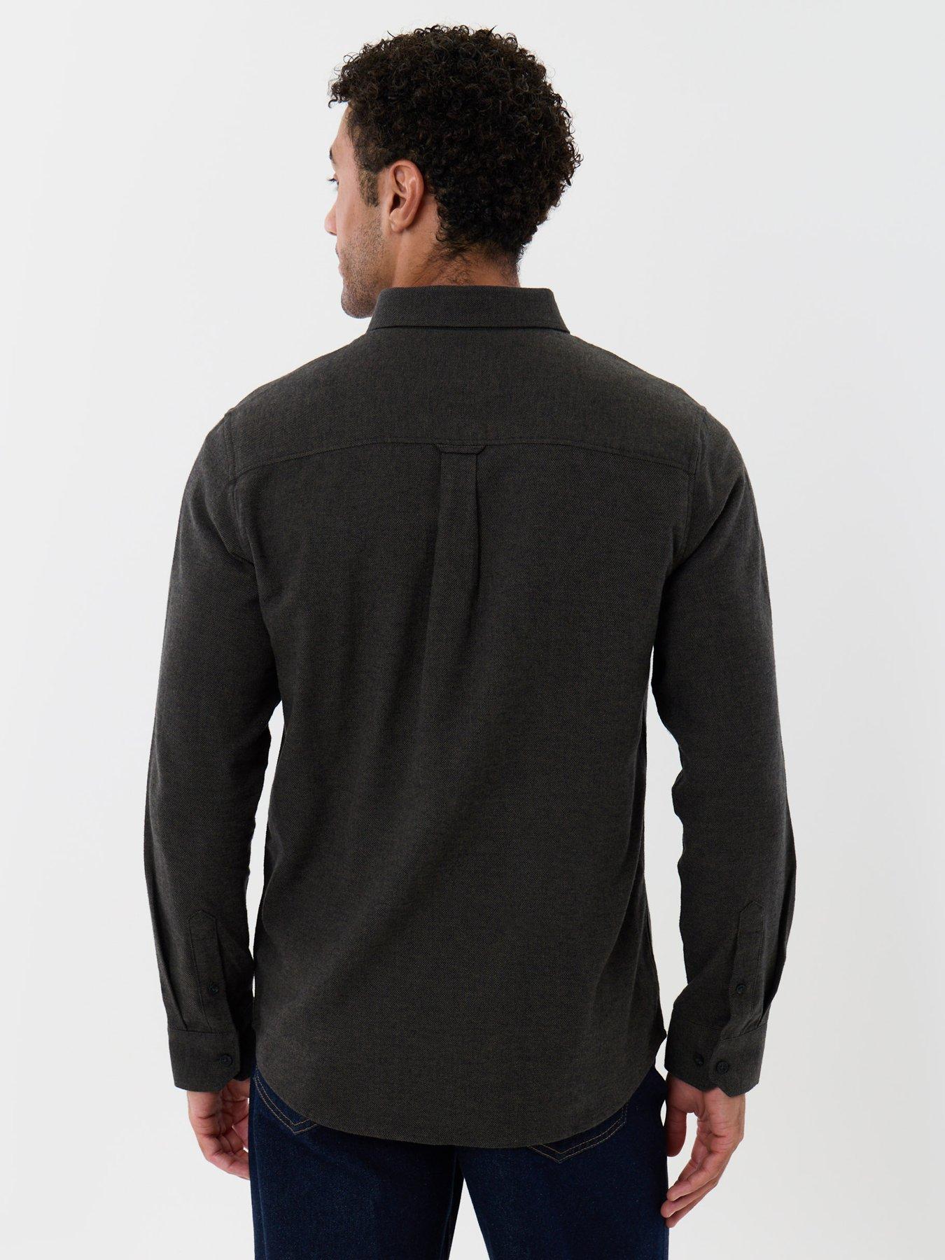 Image 2 of 5 of Threadbare Mens Textured Button-Through Long Sleeve Shirt - Black