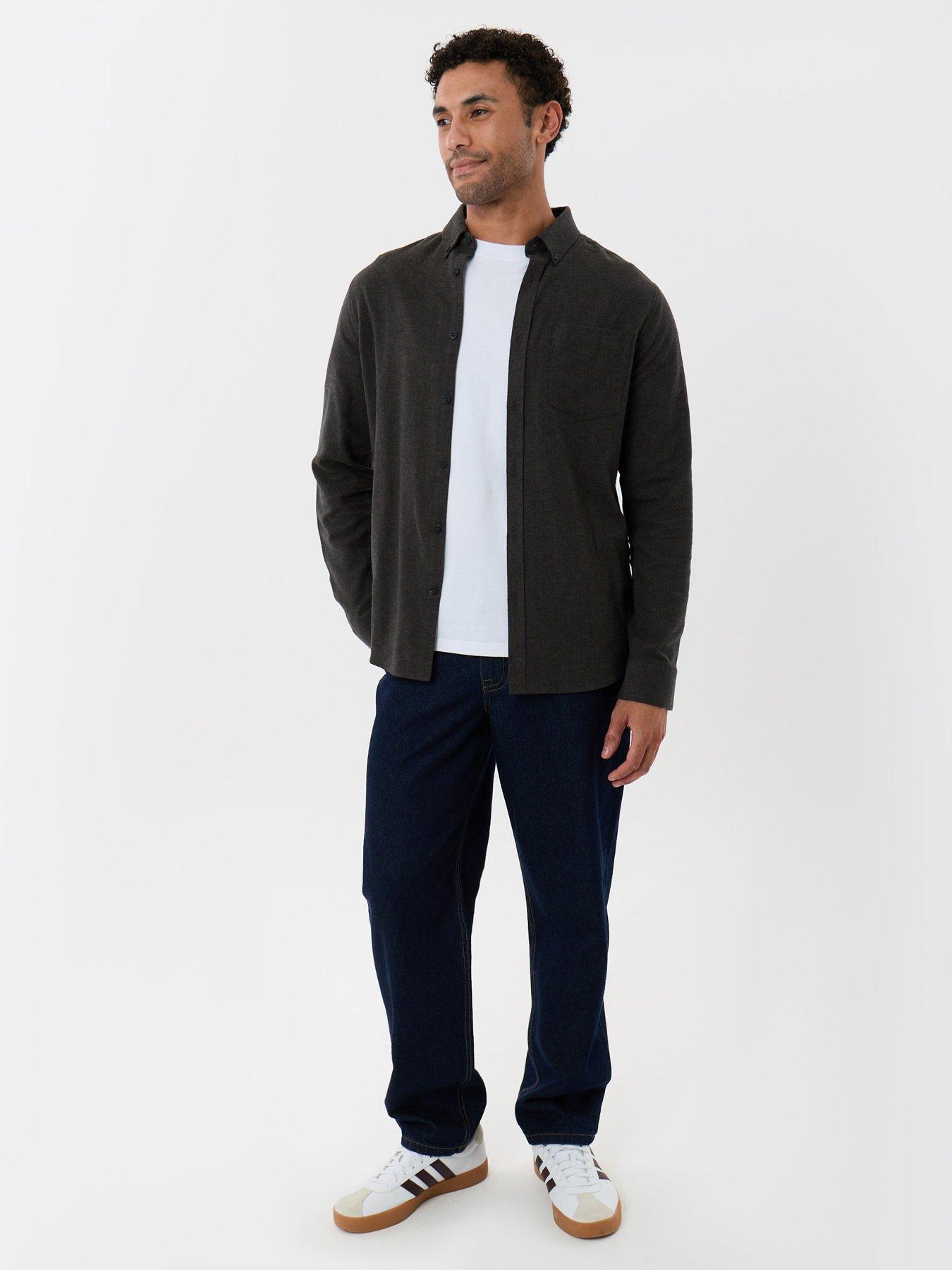 Image 3 of 5 of Threadbare Mens Textured Button-Through Long Sleeve Shirt - Black