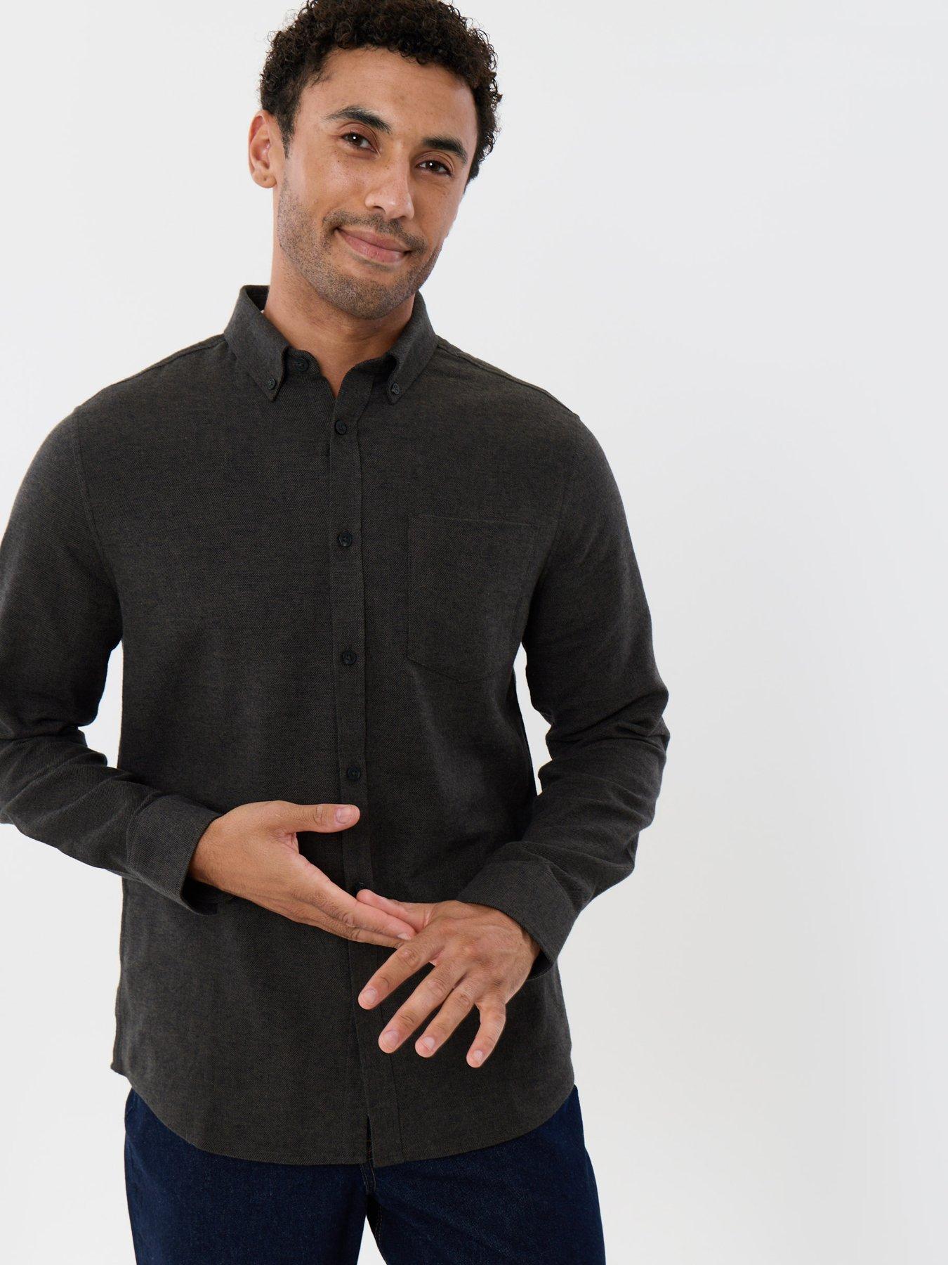 Image 5 of 5 of Threadbare Mens Textured Button-Through Long Sleeve Shirt - Black