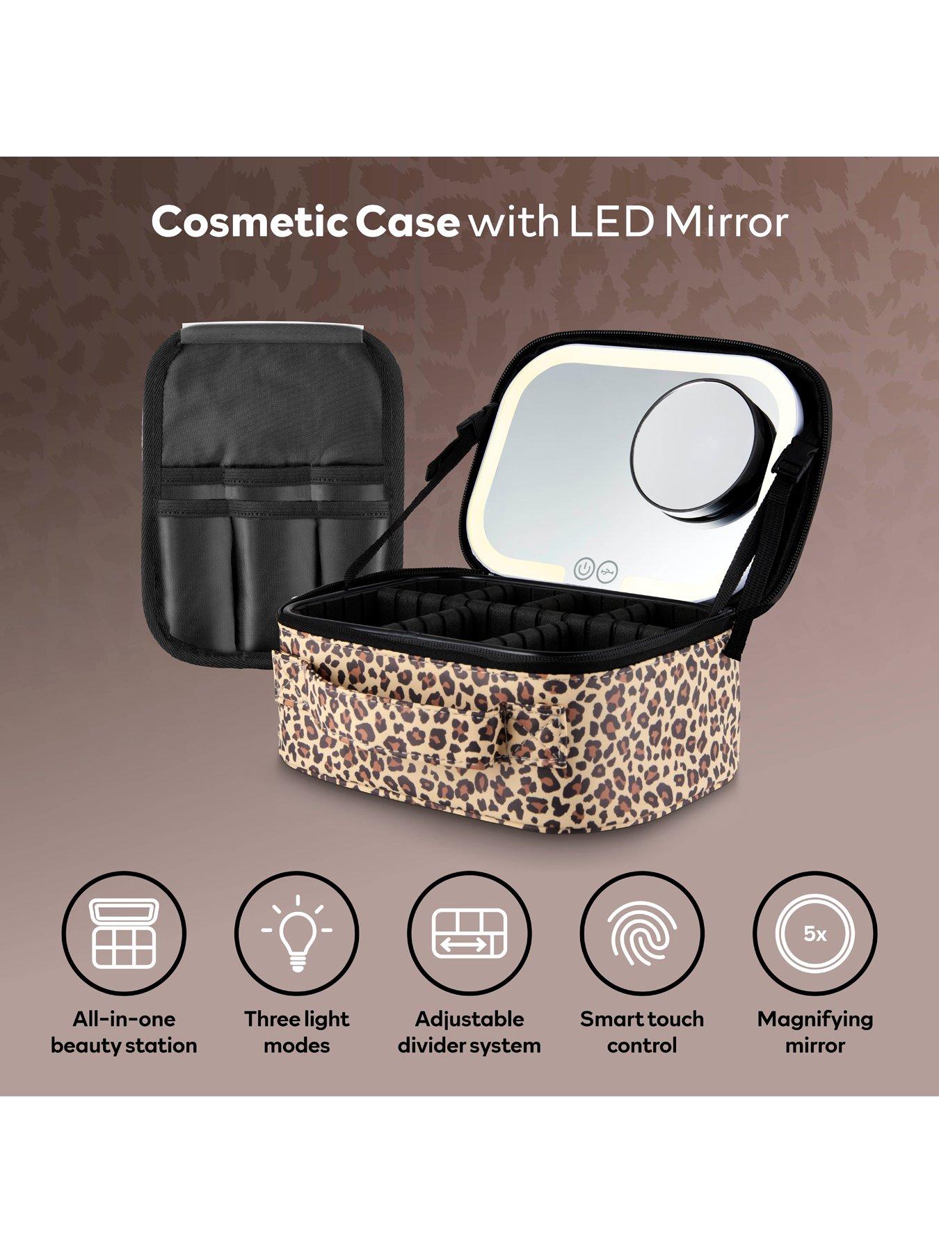 Image 3 of 7 of Carmen Travel Cosmetic Case With Led Mirror, 3 Light Modes, Leopard Print