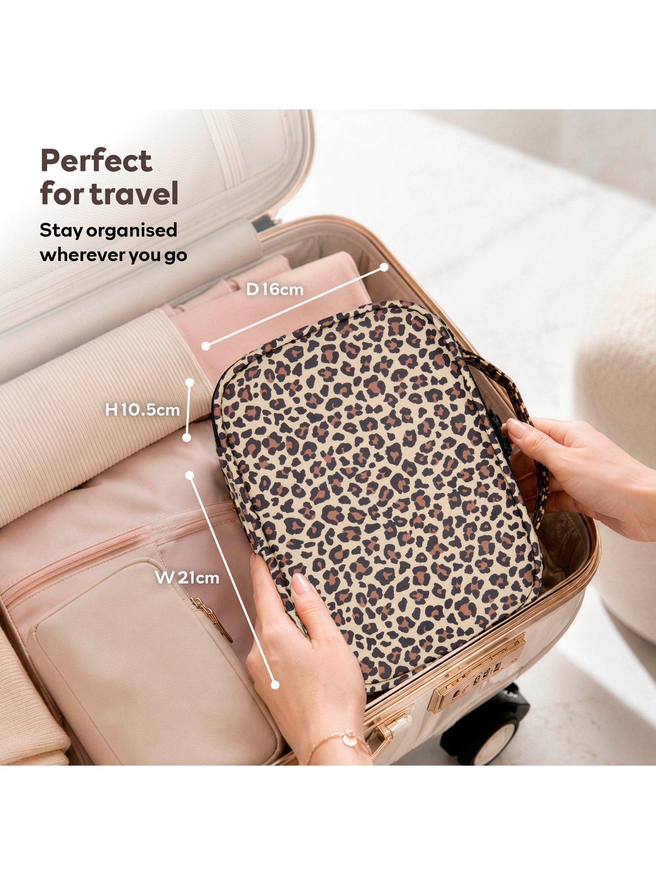 Image 6 of 7 of Carmen Travel Cosmetic Case With Led Mirror, 3 Light Modes, Leopard Print