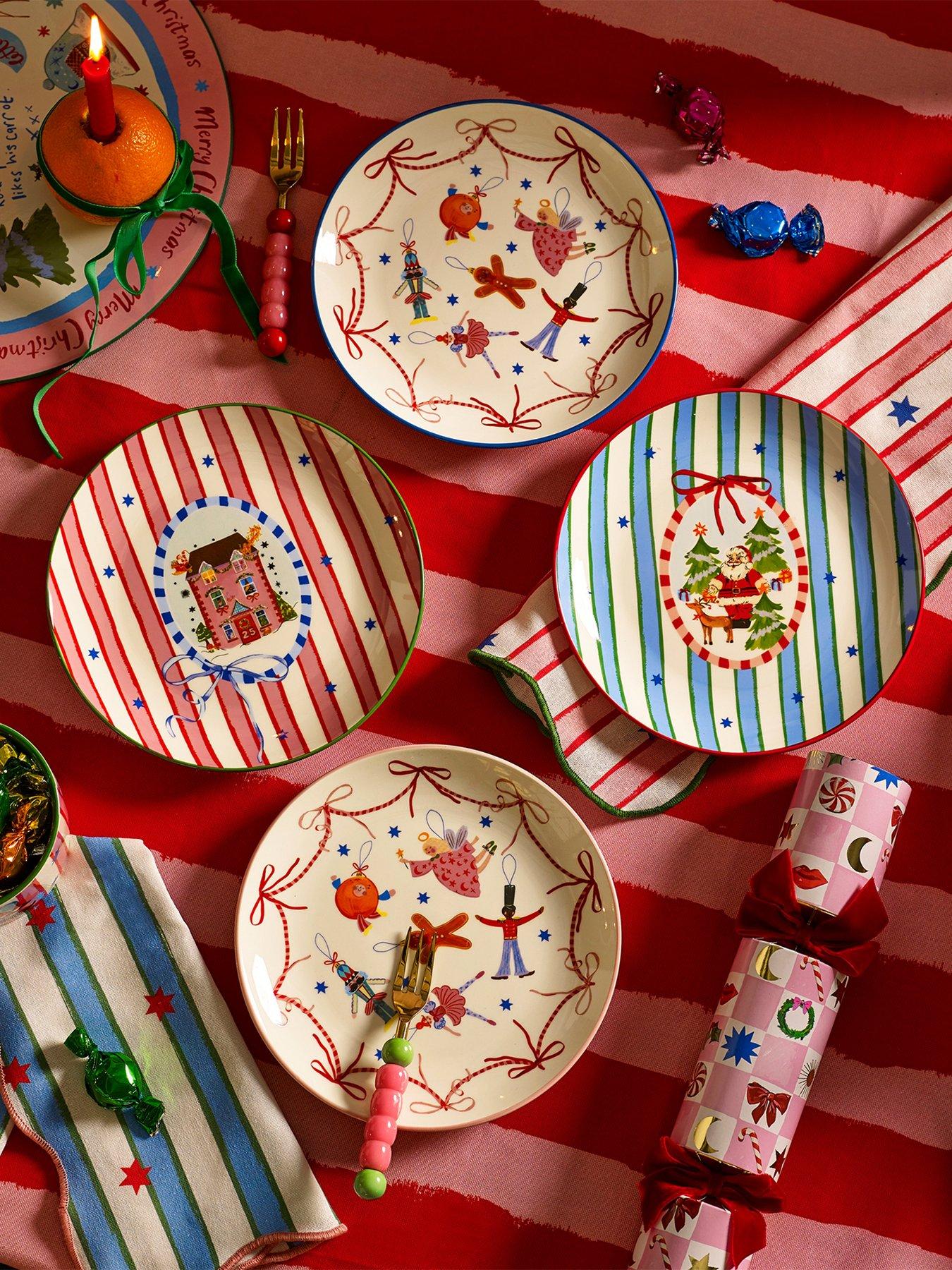 Image 1 of 7 of Eleanor Bowmer Dear Santa Cake Plates - Set Of 4