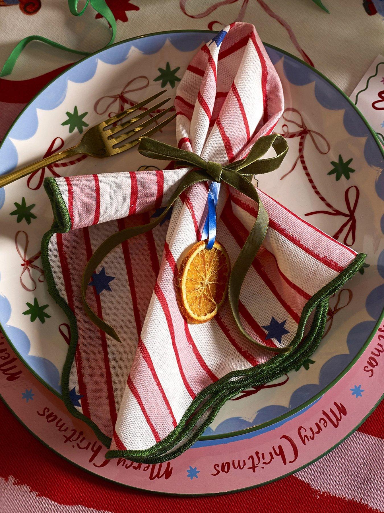 Image 1 of 6 of Eleanor Bowmer Stars &amp; Stripe Christmas Napkins - Set Of 4