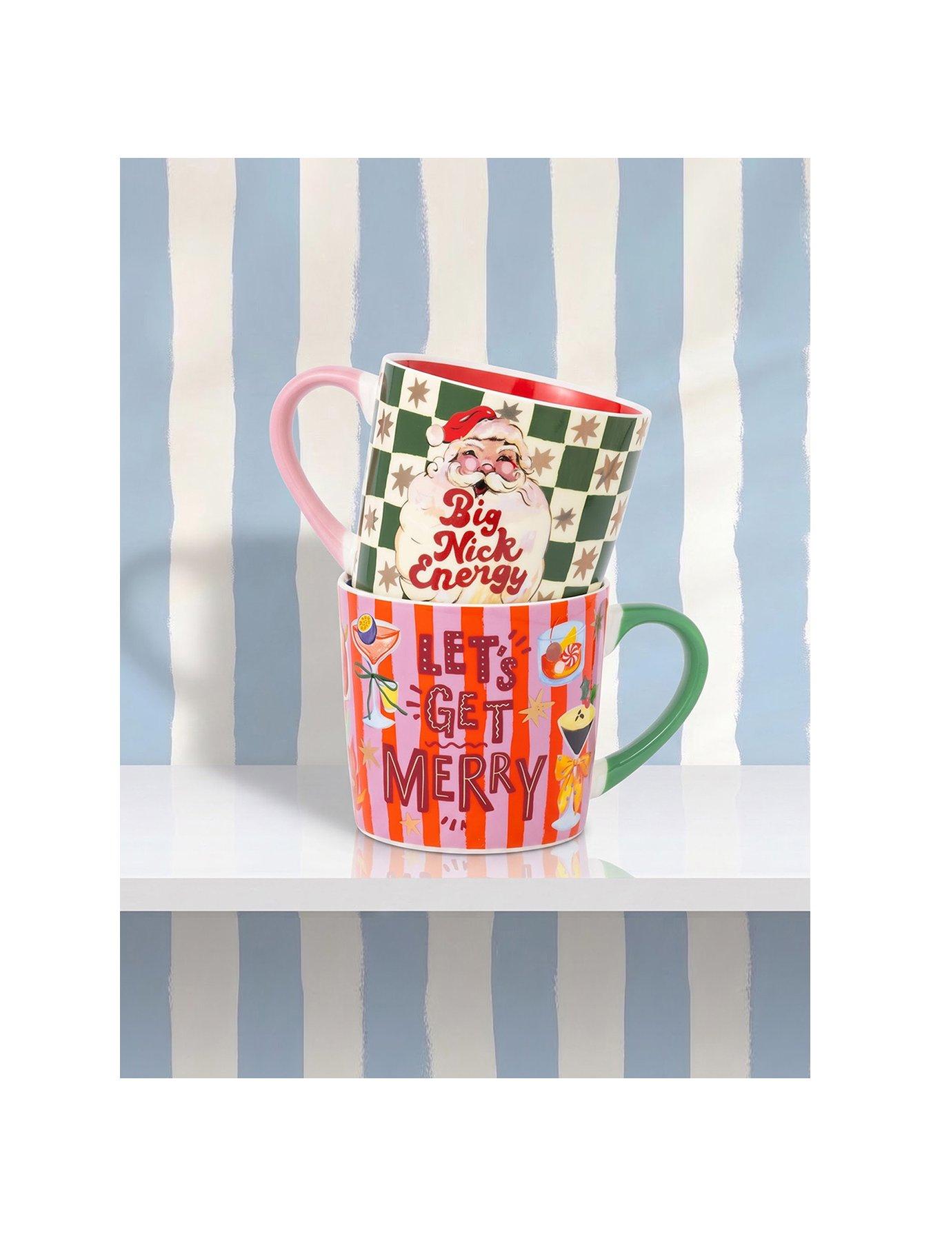 Image 2 of 6 of Eleanor Bowmer Big Nick Energy And Let's Get Merry Set Of 2 Mugs