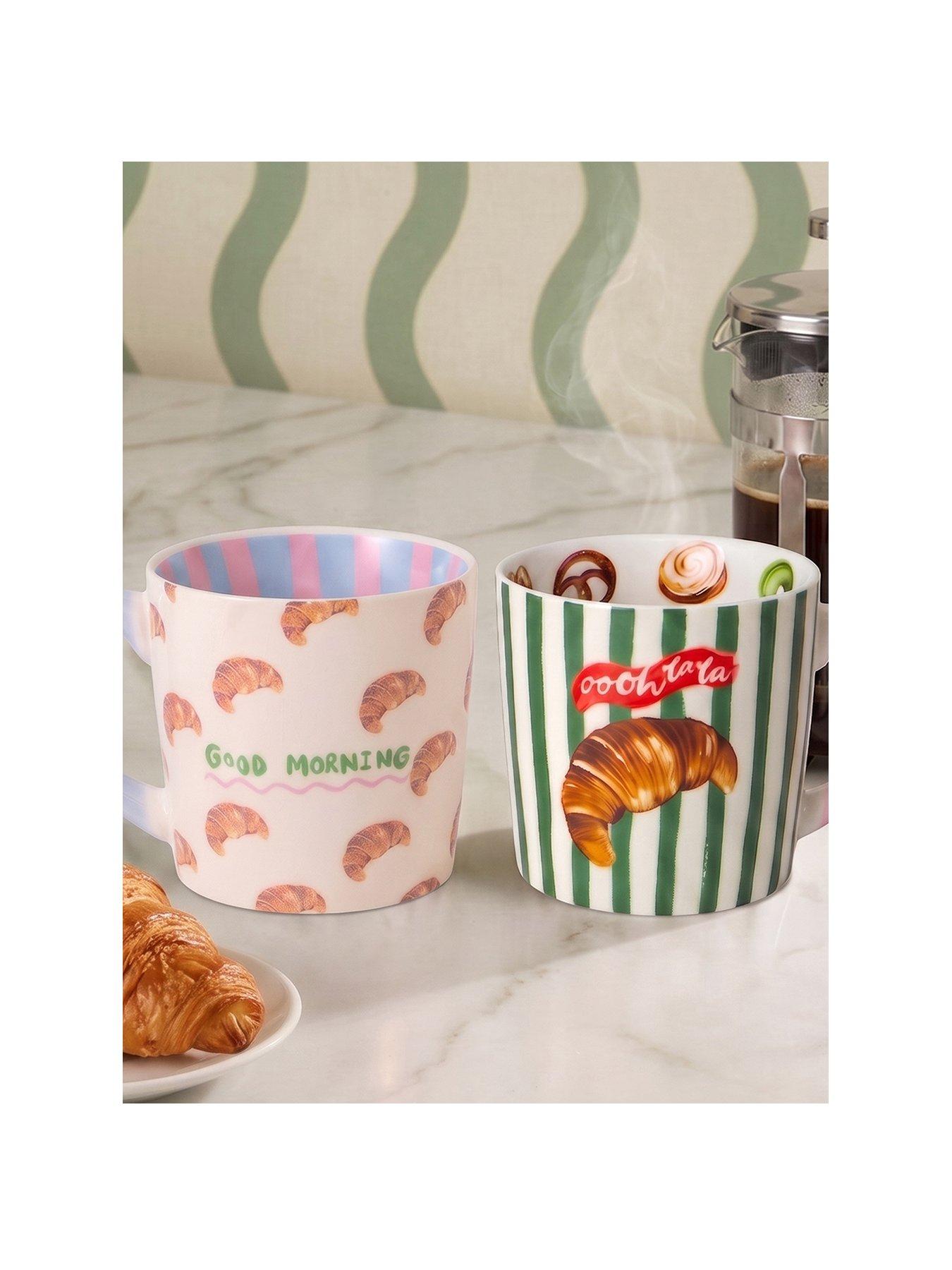 Image 2 of 5 of Eleanor Bowmer Good Morning Croissant Mug &amp; Ohh Lala Croissant Mug Set