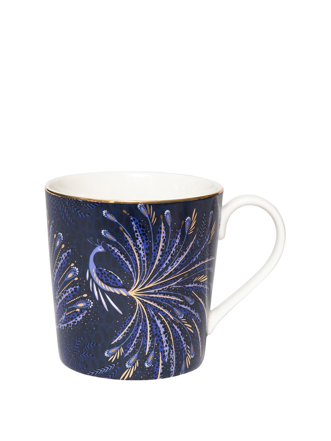 Image 2 of 6 of Sara Miller Anniversary Peacock Parade Mug - Blue