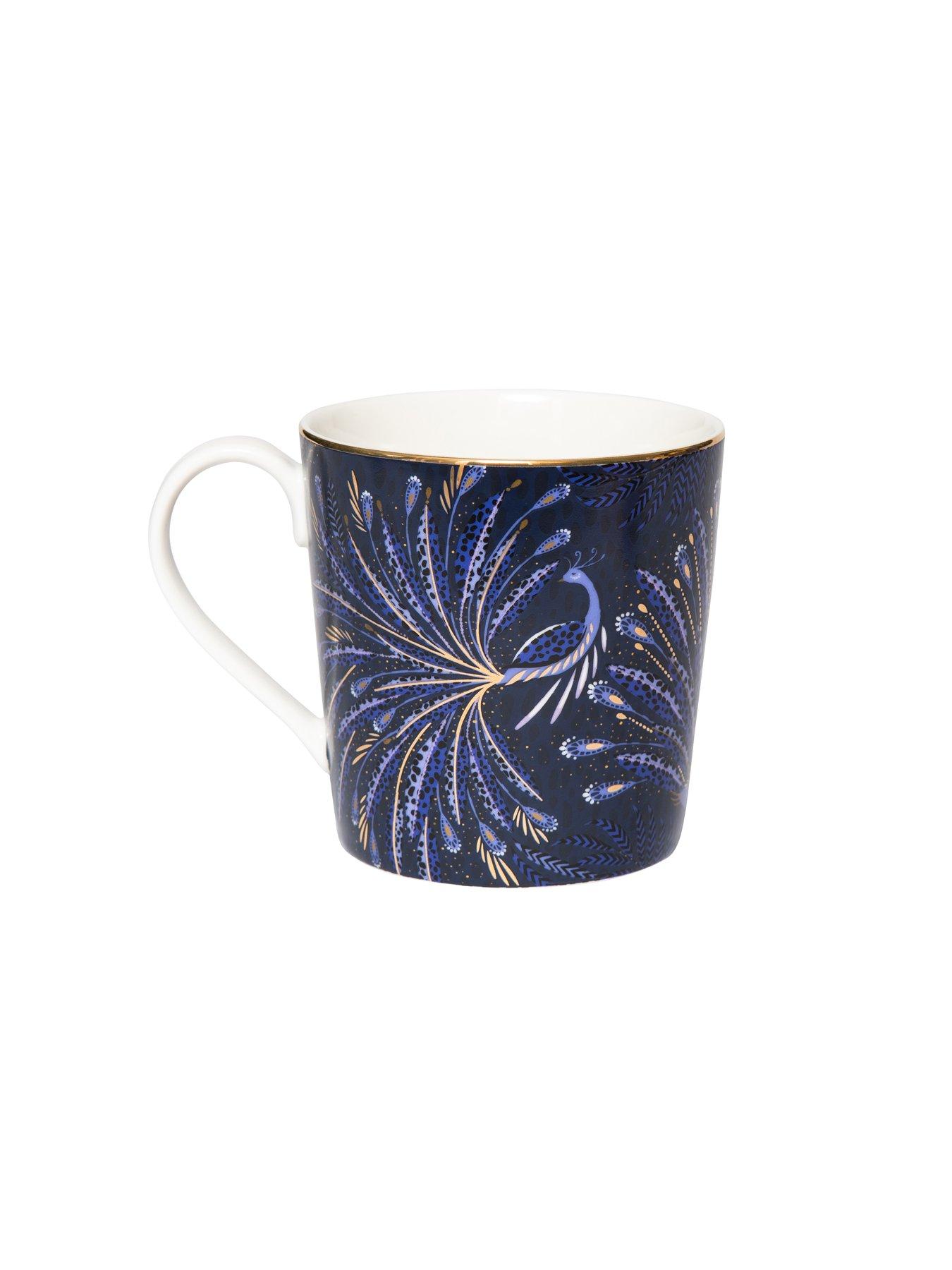 Image 3 of 6 of Sara Miller Anniversary Peacock Parade Mug - Blue
