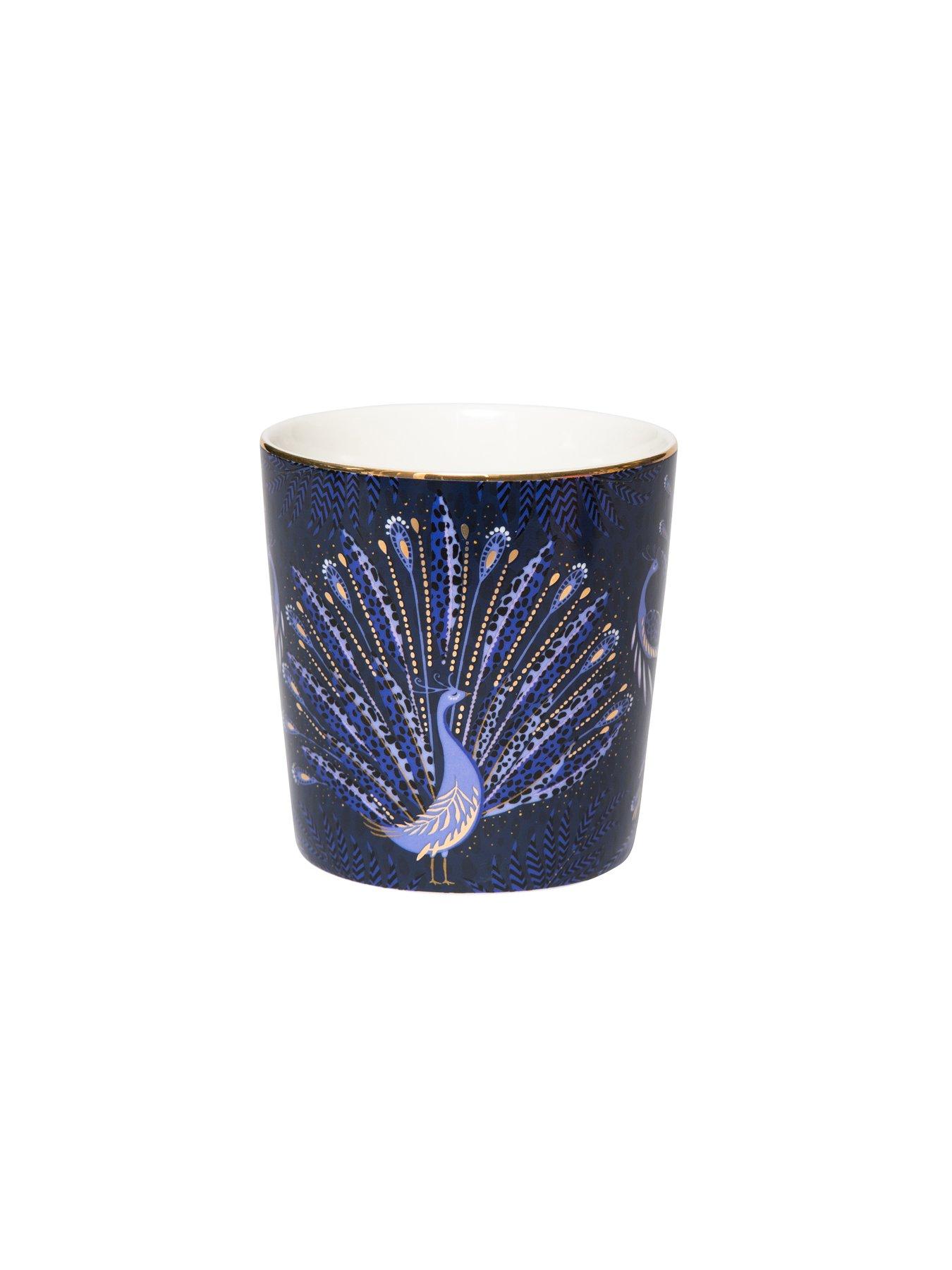 Image 4 of 6 of Sara Miller Anniversary Peacock Parade Mug - Blue