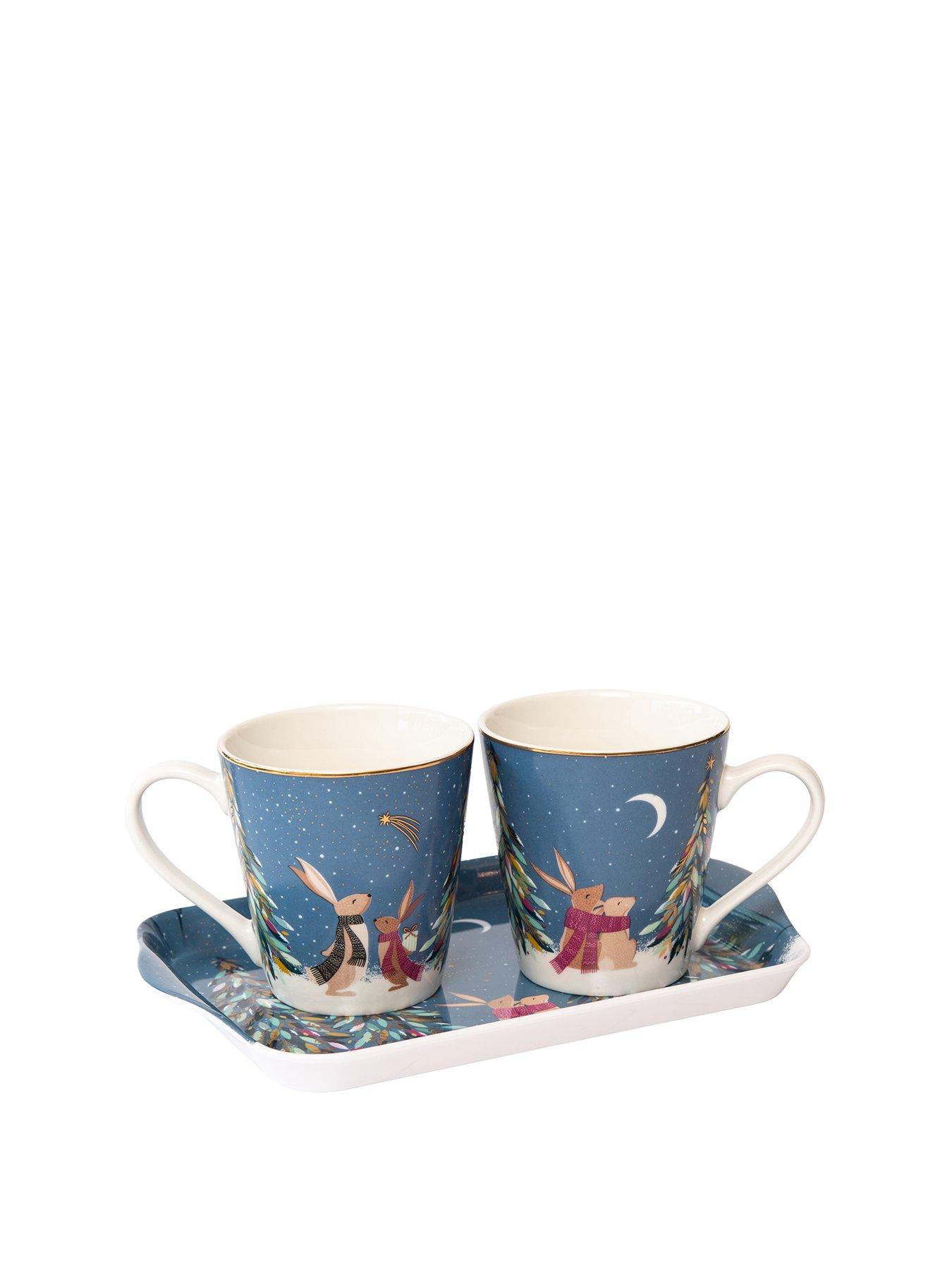 Image 2 of 4 of Sara Miller Woodland Tales, Mug &amp; Tray Set - French Blue