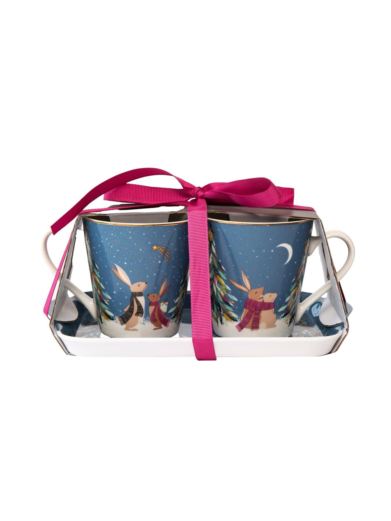 Image 4 of 4 of Sara Miller Woodland Tales, Mug &amp; Tray Set - French Blue