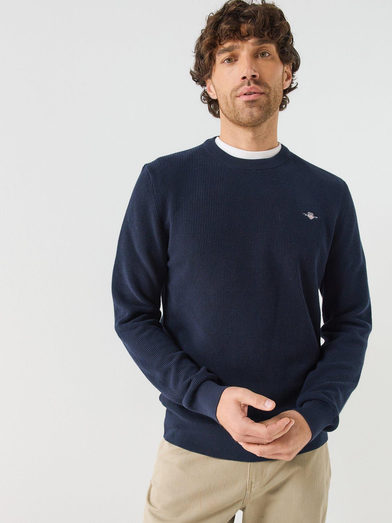 Gant Men's Bleu Waffle Knit Sweater - Image 2