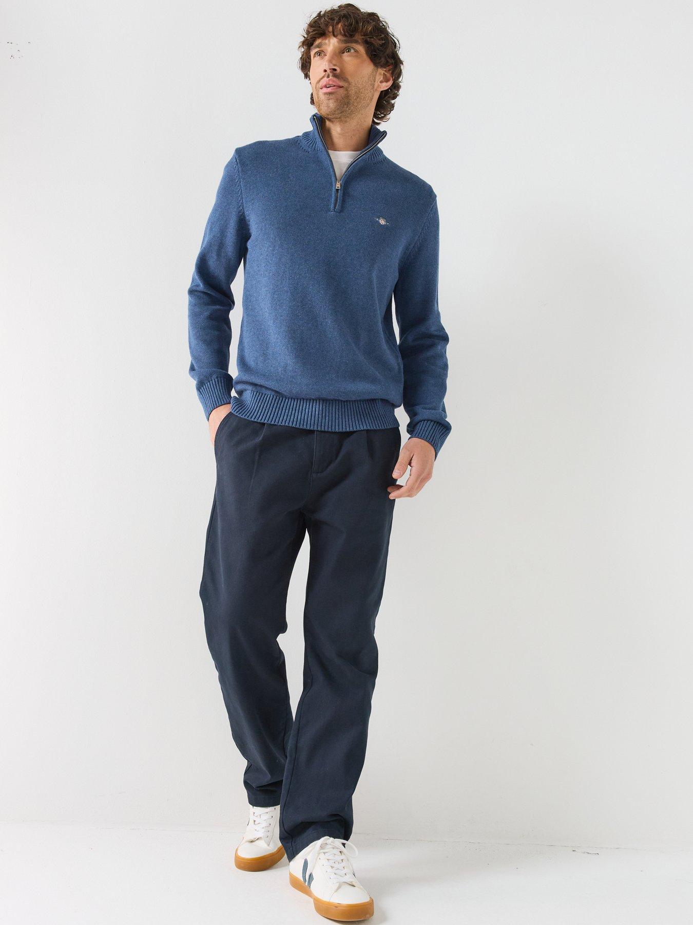 Image 3 of 6 of GANT Gant Cotton Half-Zip Knitted Jumper - Blue