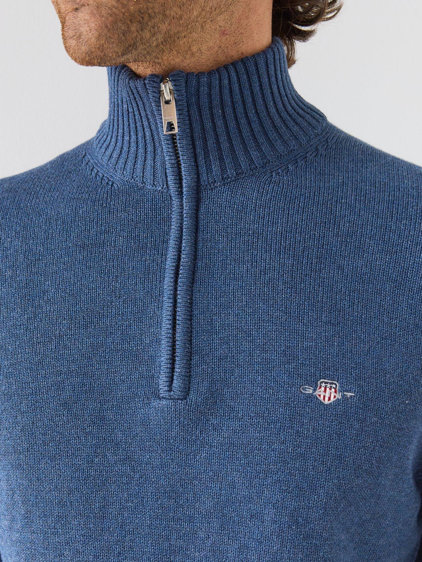 Image 4 of 6 of GANT Gant Cotton Half-Zip Knitted Jumper - Blue