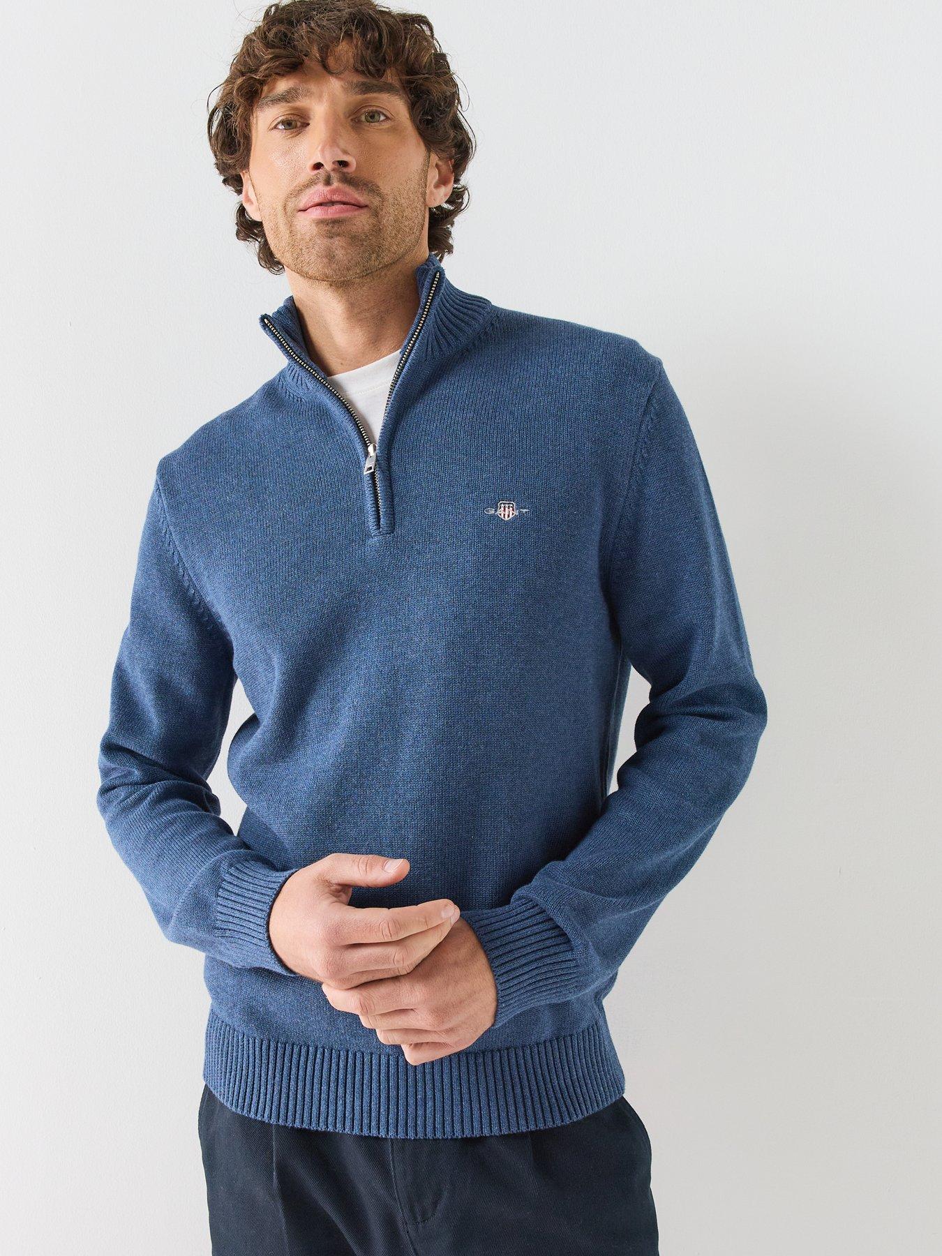Image 5 of 6 of GANT Gant Cotton Half-Zip Knitted Jumper - Blue