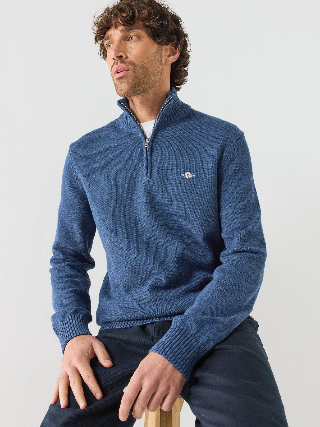 Image 6 of 6 of GANT Gant Cotton Half-Zip Knitted Jumper - Blue
