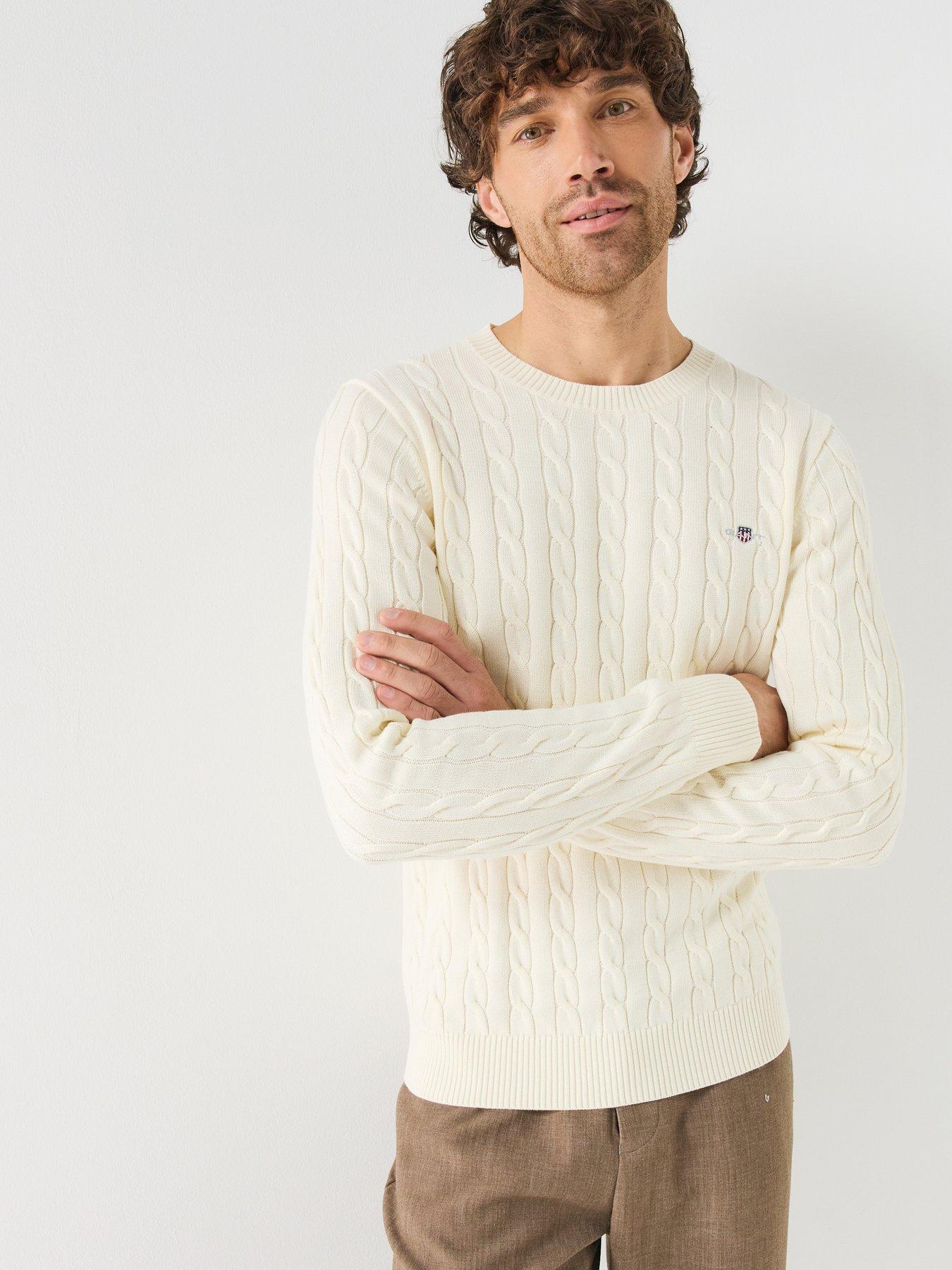 Image 1 of 6 of GANT Gant Classic Cable Knitted Jumper - Cream
