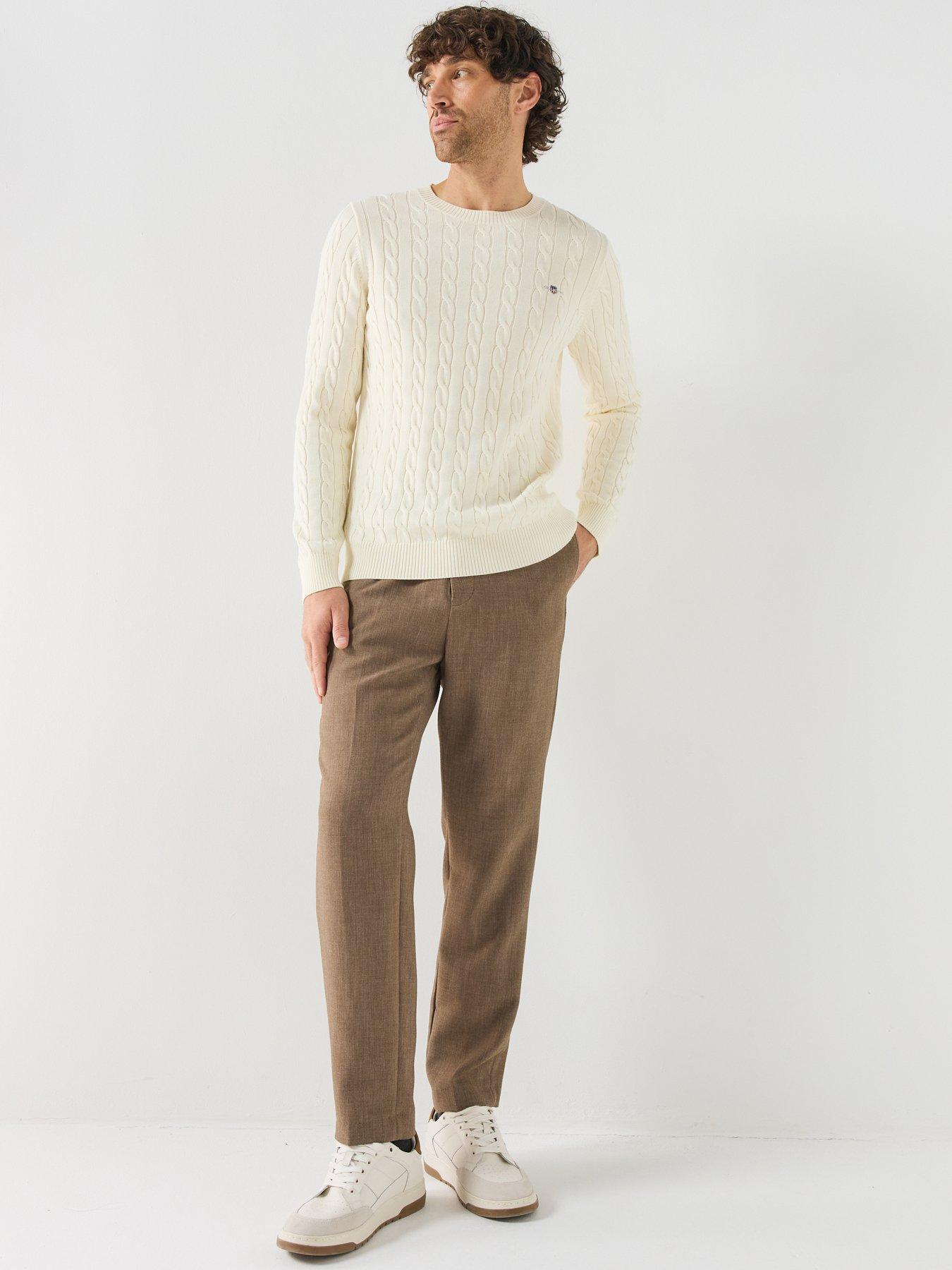 Image 3 of 6 of GANT Gant Classic Cable Knitted Jumper - Cream