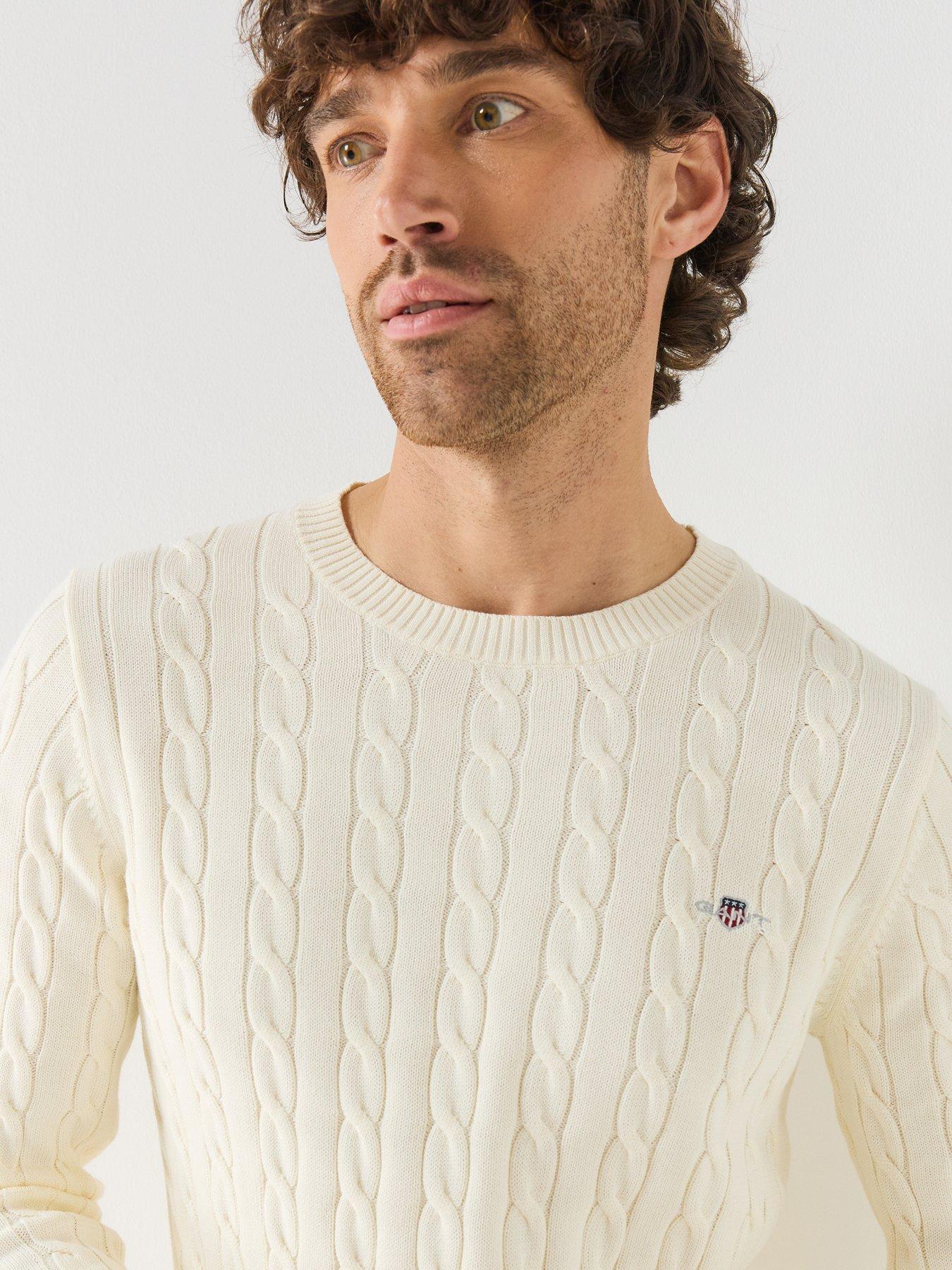 Image 4 of 6 of GANT Gant Classic Cable Knitted Jumper - Cream