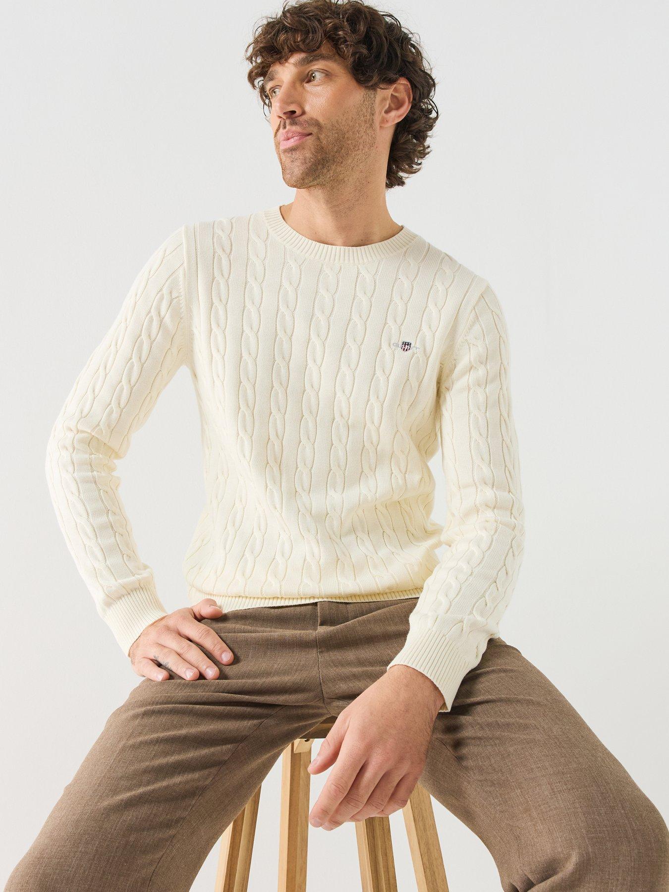 Image 6 of 6 of GANT Gant Classic Cable Knitted Jumper - Cream