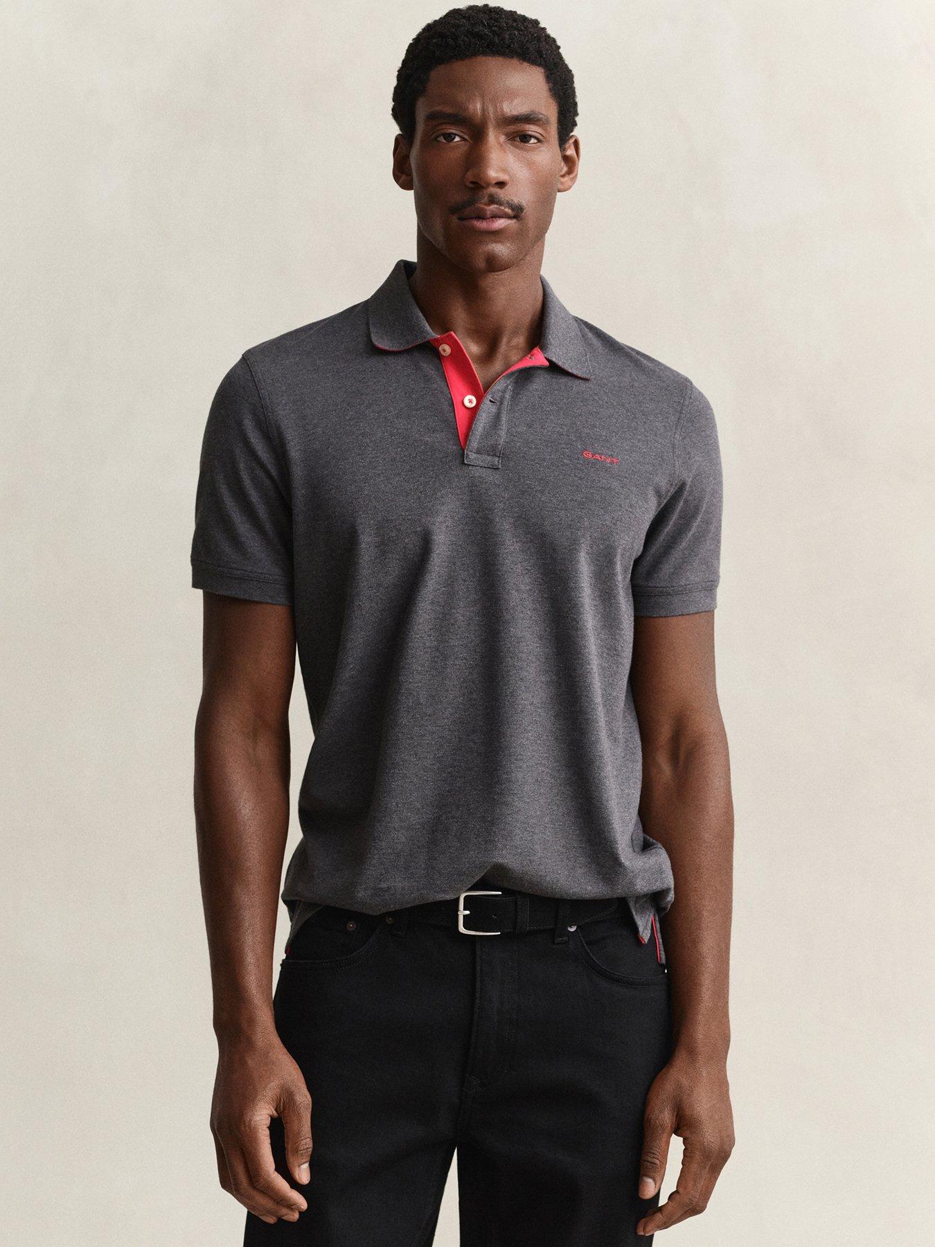 Gant Men's Dark Grey Contrast Piqué Polo Shirt (Xl) Antracit Melange - Image 3