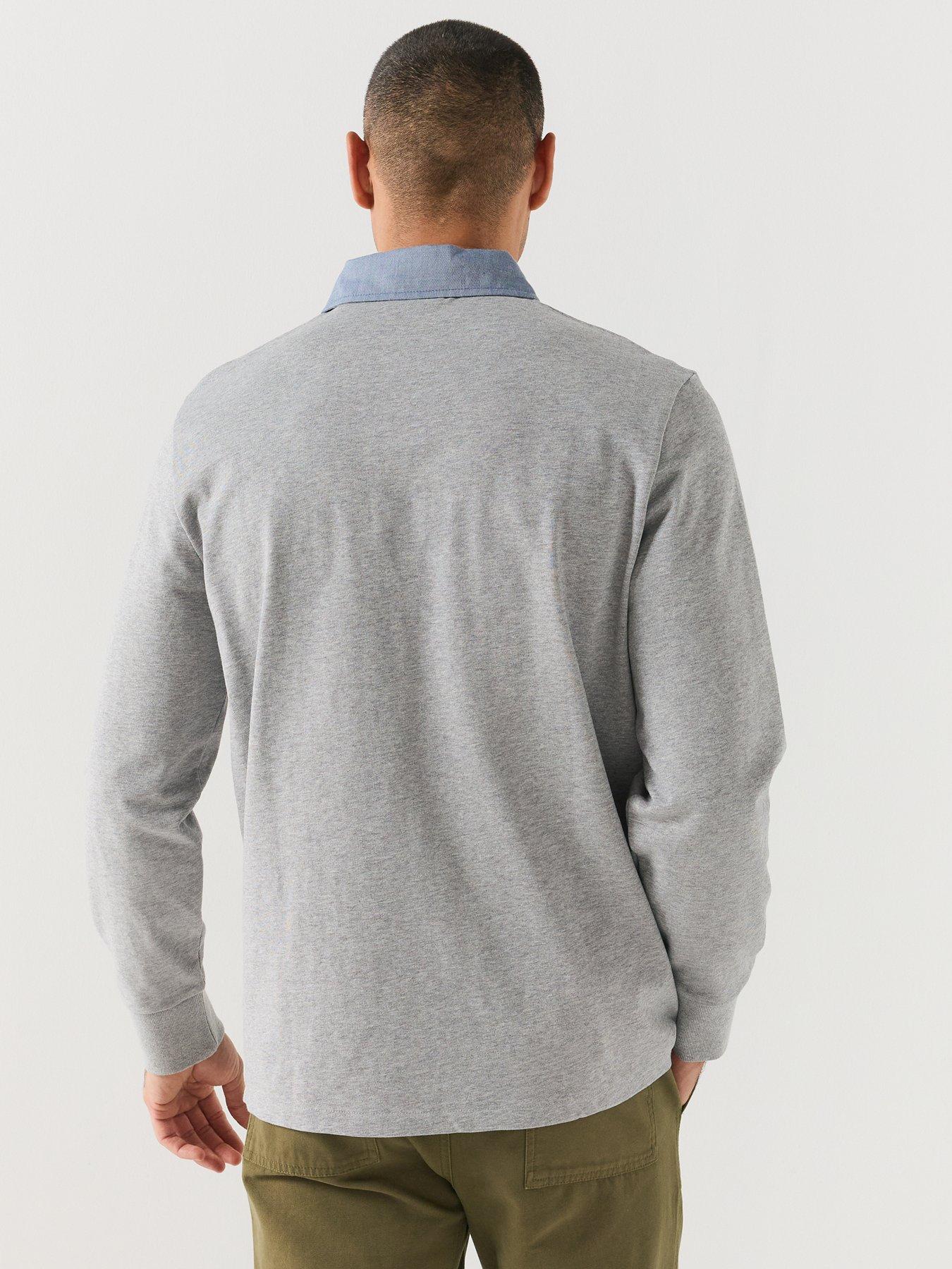 Image 2 of 7 of GANT Mens Classic Heavy Rugger Contrast Collar Polo Shirt - Grey