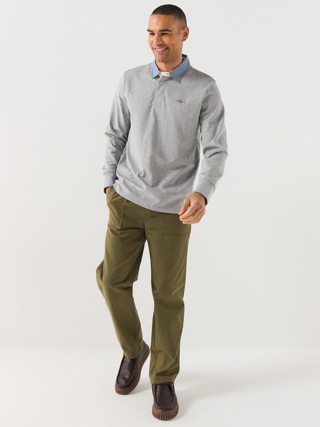Image 3 of 7 of GANT Mens Classic Heavy Rugger Contrast Collar Polo Shirt - Grey